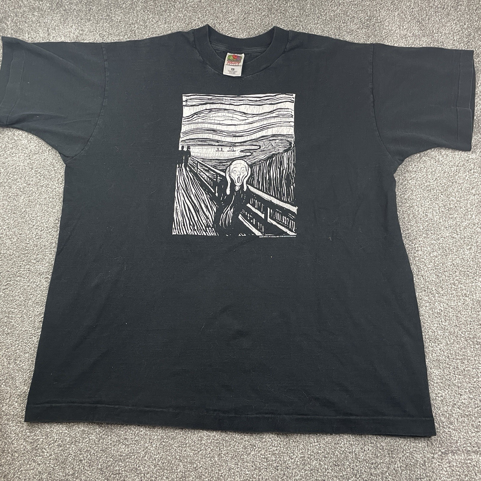 Vintage The Scream Edward Munch Art T-Shirt Men XL 1997 Black Single Stitch Boxy