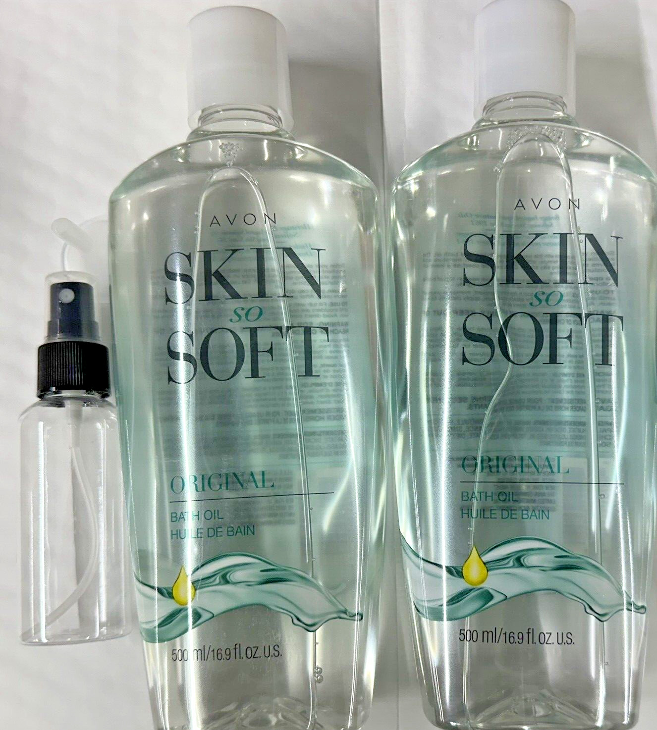 2 PCS Avon SKIN SO SOFT BATH OIL ORIGINAL 16 oz with -travel spray 2 PCS Avon SKIN SO SOFT BATH OIL ORIGINAL 16 oz with -travel spray