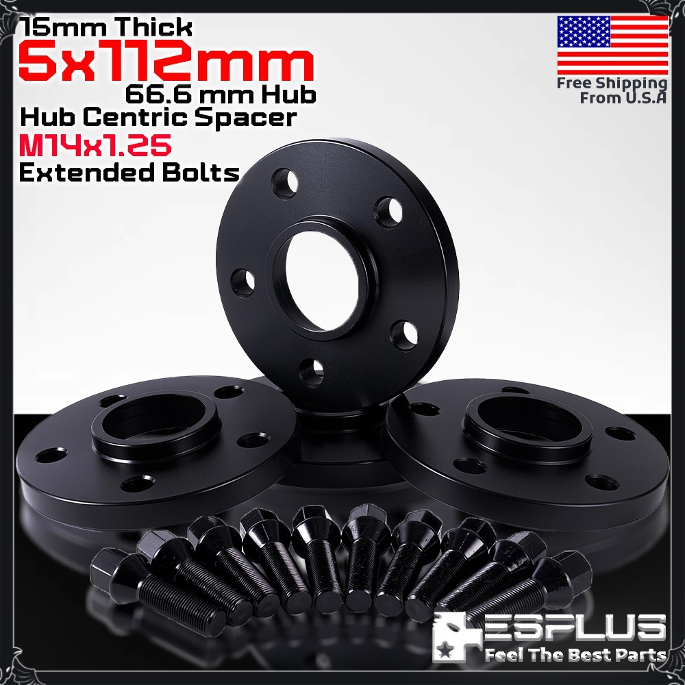 4 Pcs 15 mm BMW 5x112mm 66.6mm Hub Centric Spacer Fit 1-8/I/M/X-Series etc.