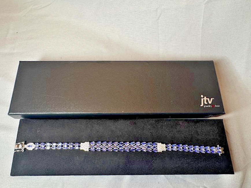 JTV Blue Tanzanite Rhodium Over Sterling Silver Bracelet