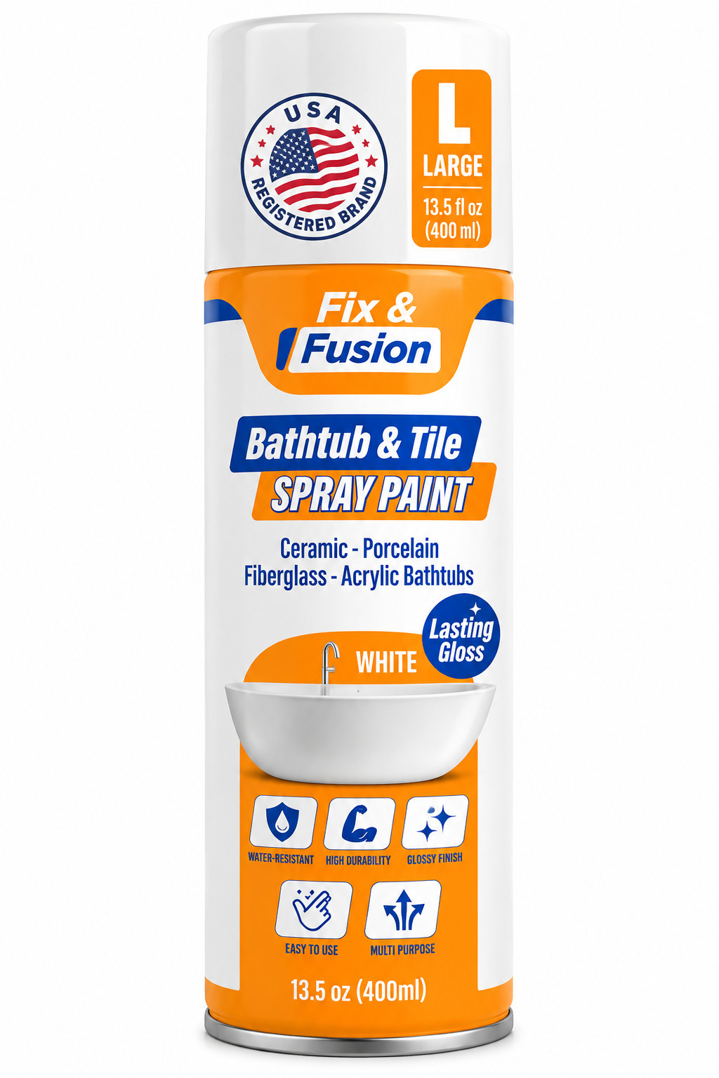 Bathtub Tile Spray Paint White Porcelain Ceramic Aerosol Refinishing 13.5 Oz