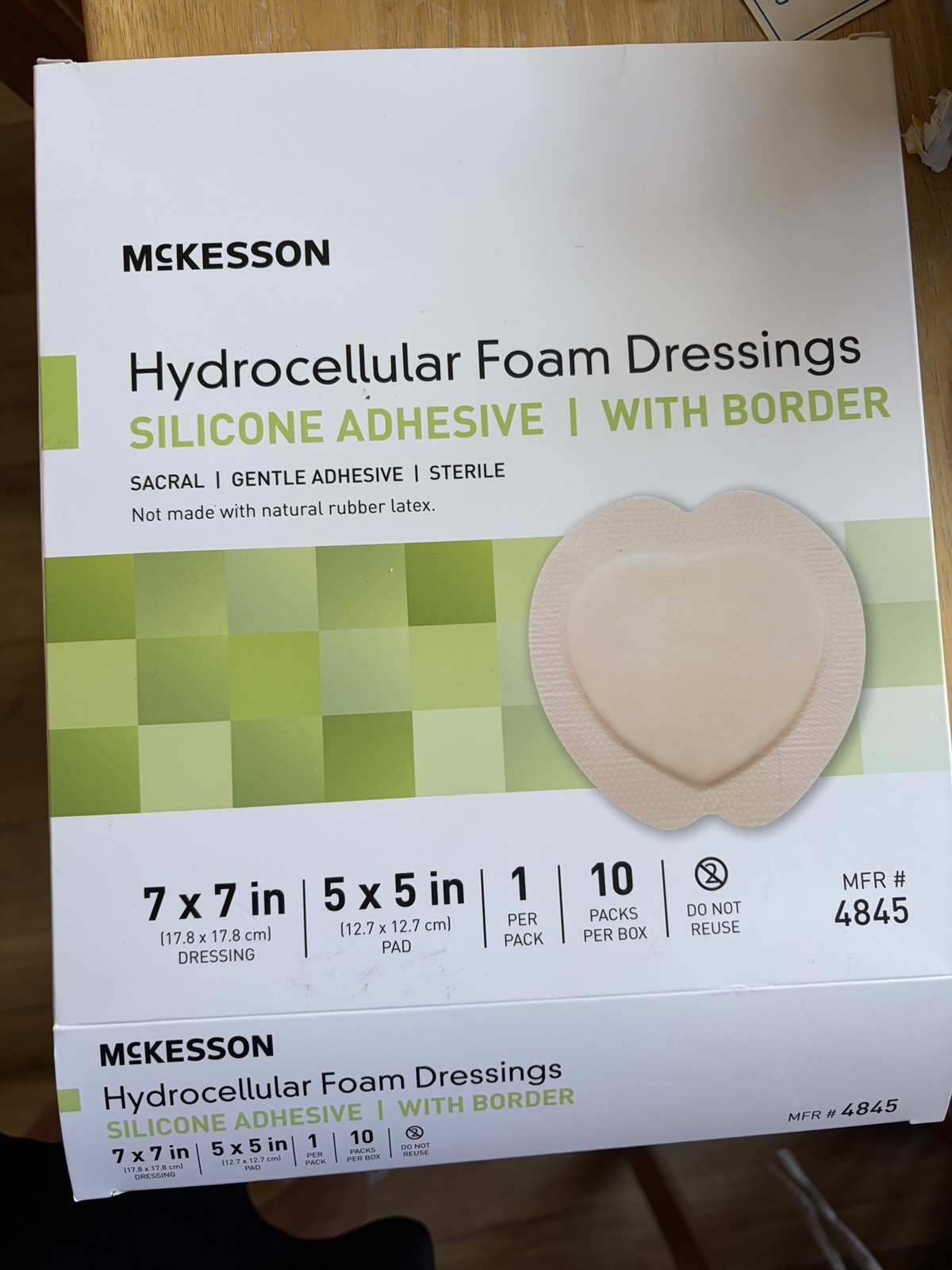 4 McKesson #4845 Hydrocellular Foam Dressings Silicone Adhesive With Border 7x7