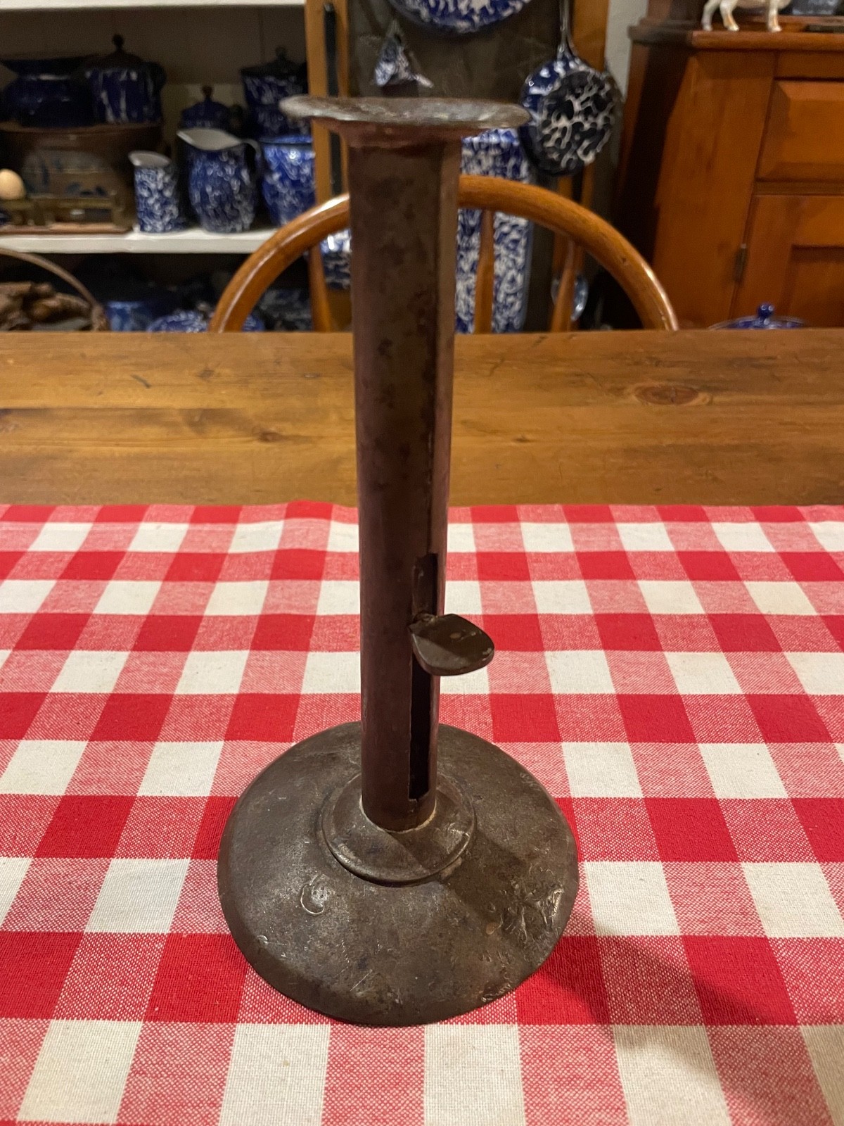 Antique Hogscraper Candlestick (ca early-to-mid 19th century_ Antique Hogscraper Candlestick (ca early-to-mid 19th century_