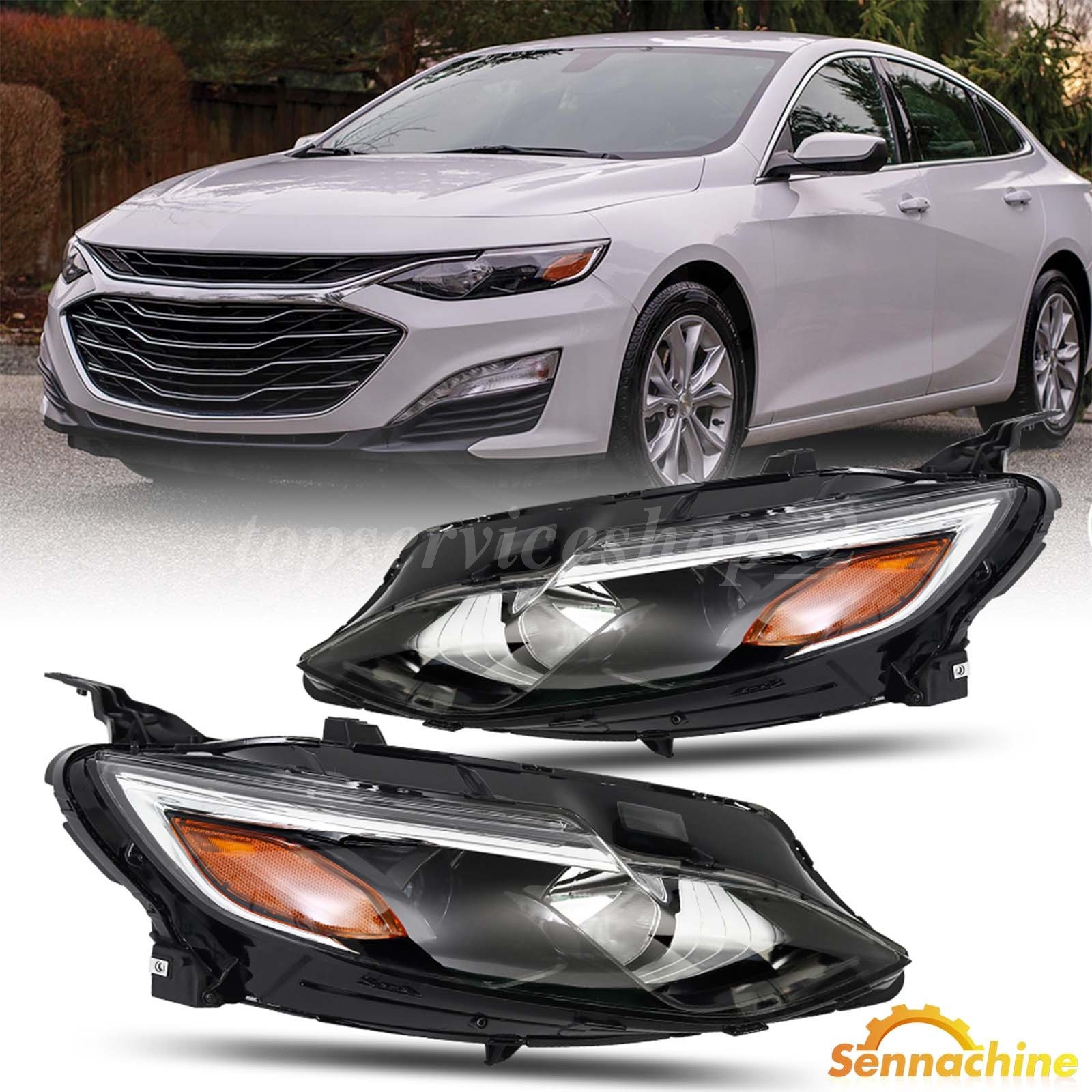 Halogen Headlight For 2019-2025 Chevy Malibu RS/LS/LT Left+Right Pair 19-25