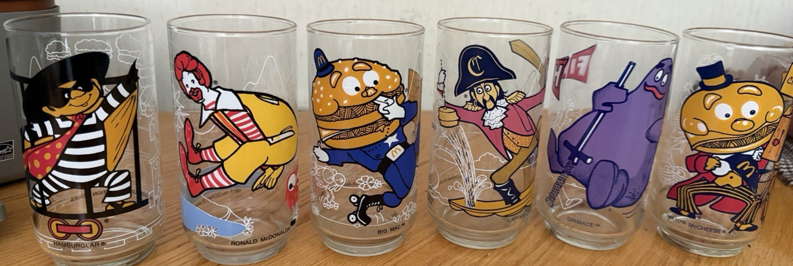 Vintage 1977 McDonald\'s Action series Glasses. Complete set of 6. Vintage 1977 McDonald\'s Action series Glasses. Complete set of 6.