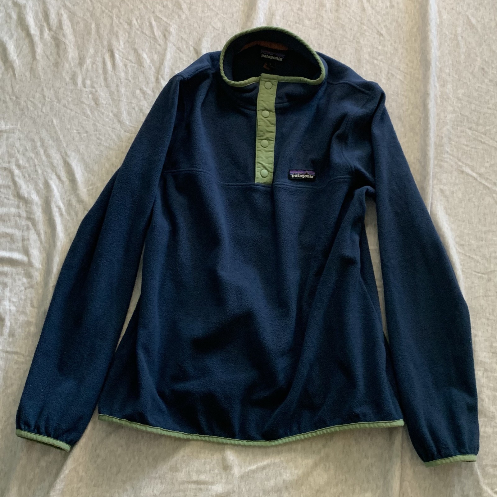 Men\'s Medium Patagonia Snap-T Navy/Mint Pullover Jacket Men\'s Medium Patagonia Snap-T Navy/Mint Pullover Jacket