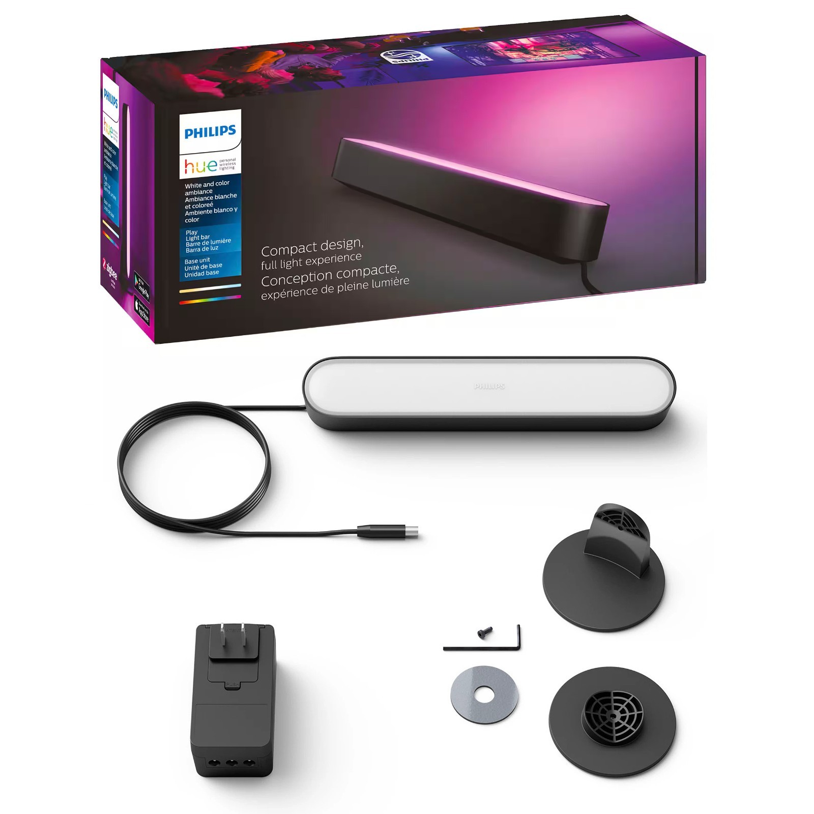 NEW Philips Hue Smart Play Light Bar Base Kit Ambiance LED with Power Supply