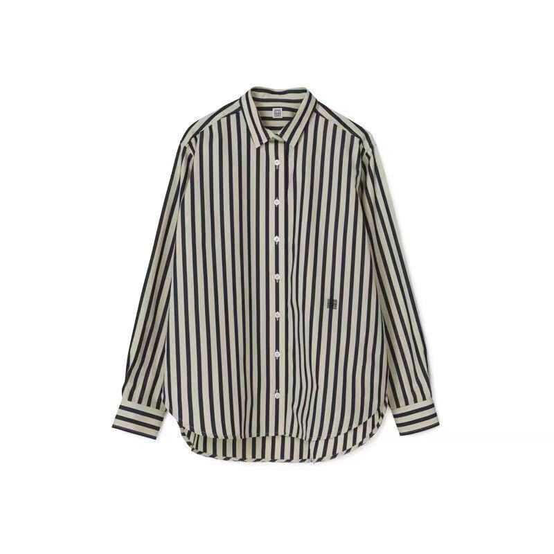 Toteme embroidered black and white striped shirt