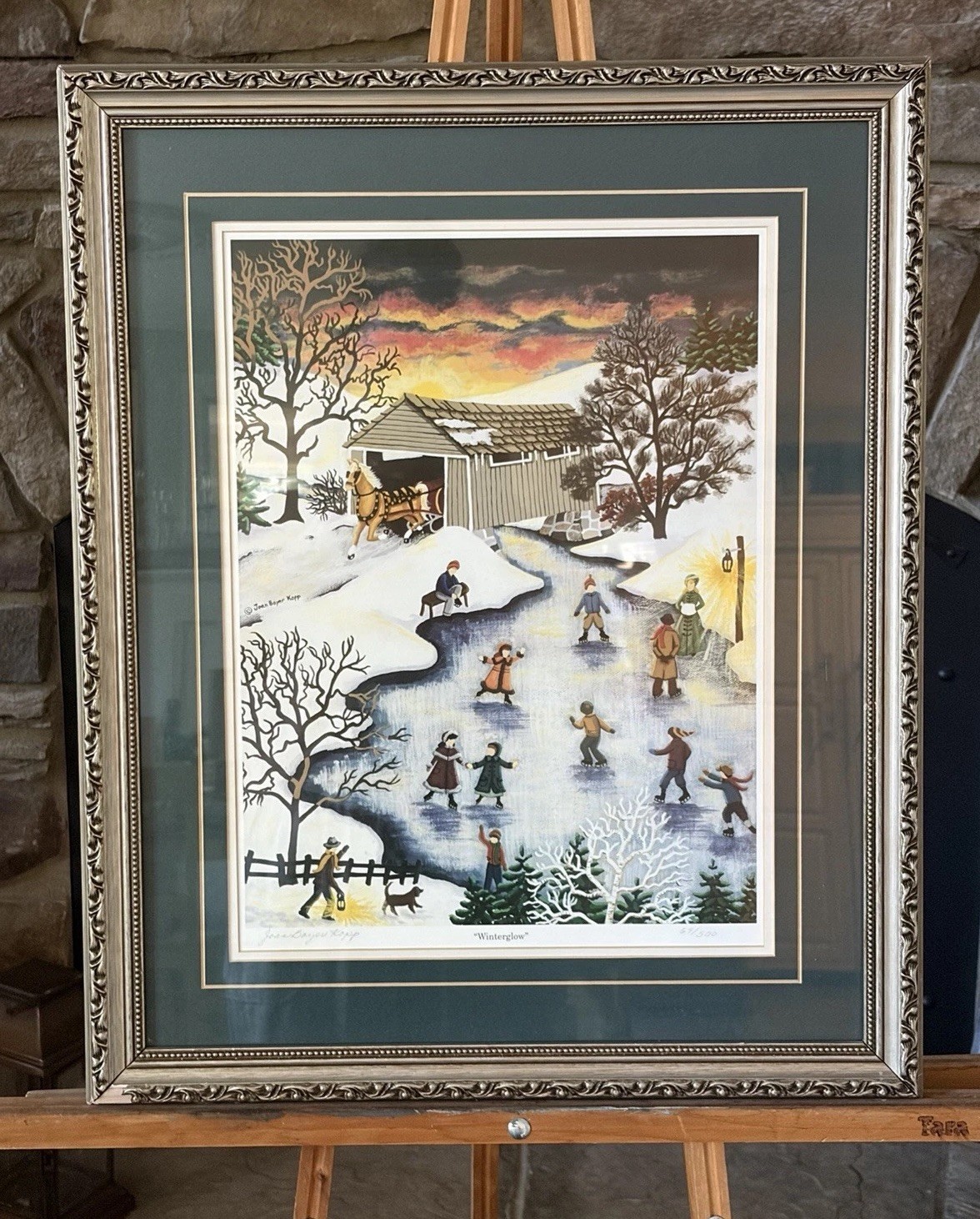Vintage Joan Bayer Kopp Winterglow Signed Limited Edition Folk Art Print 69/500