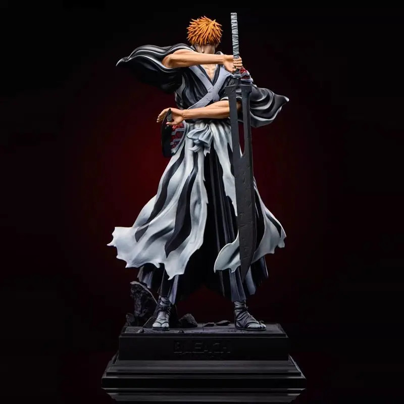 35cm Bleach Ichigo Kurosaki Figure GK Dual Sword Anime Statue Collectible Model