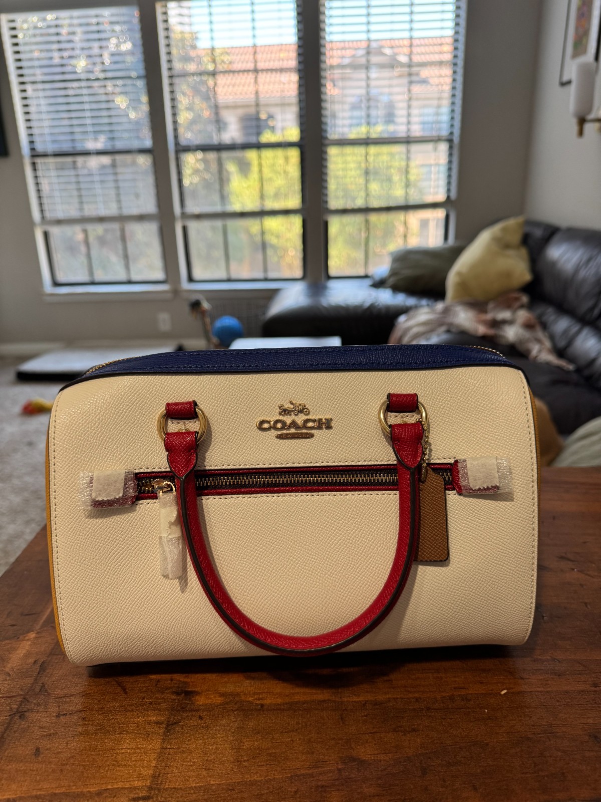 Brand New Coach Rowan Satchel in Colorblock, Signature Leather