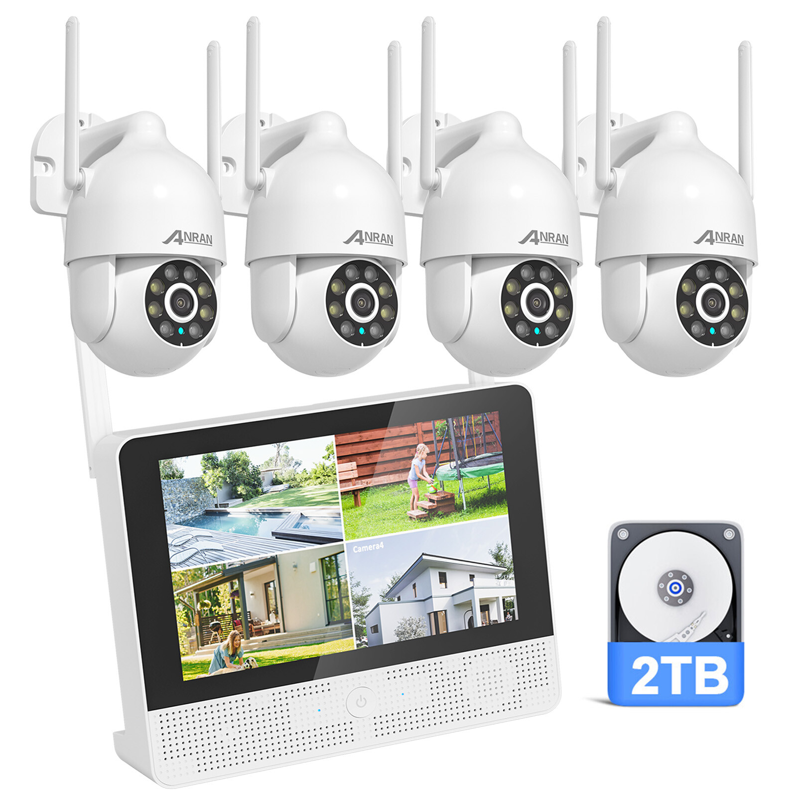 ANRAN CCTV Security Camera System WiFi 5MP IP 2Way Audio 360°PTZ 12\