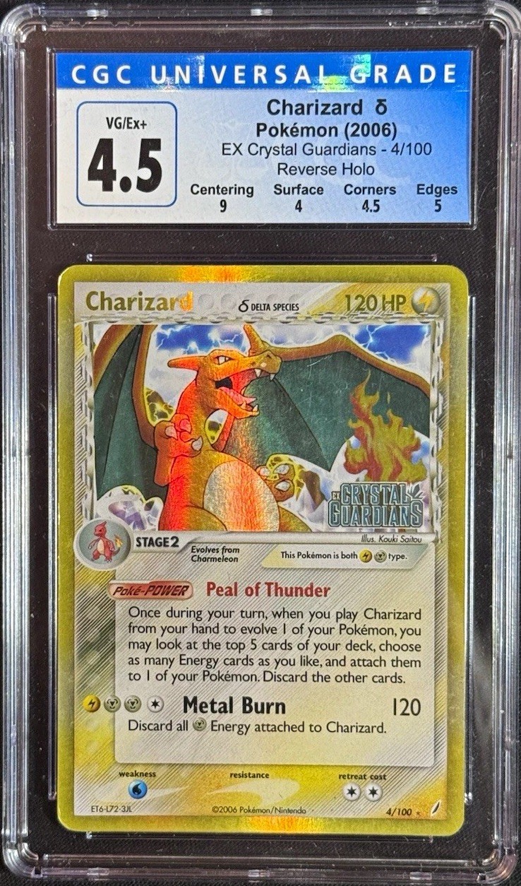CGC 4.5 Charizard Delta Species 4/100 EX Crystal Guardians Reverse Holo 2006