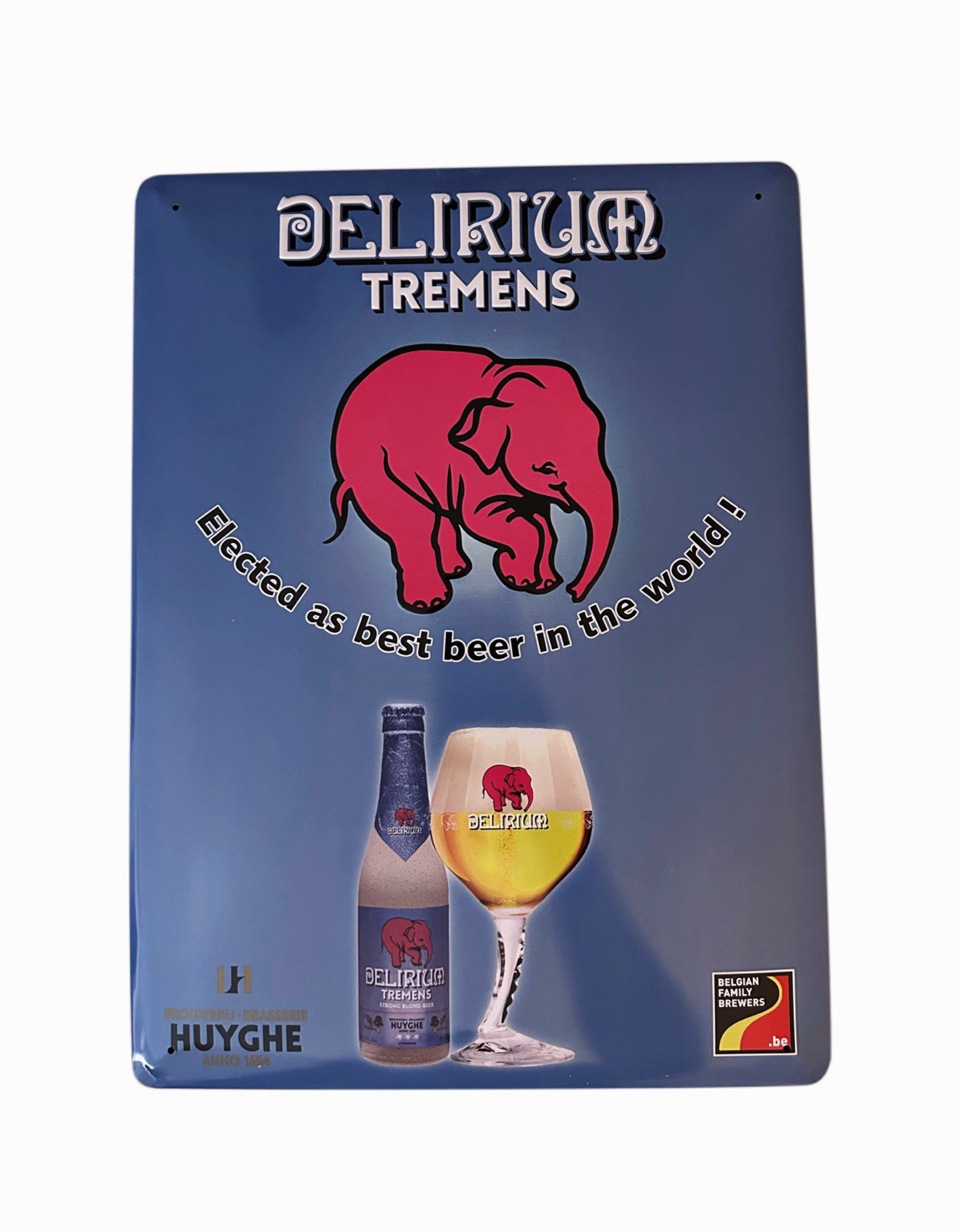 Delirium Tremens Belgian Beer Metal Tin Sign Pink Elephant Bar Decor Huyghe