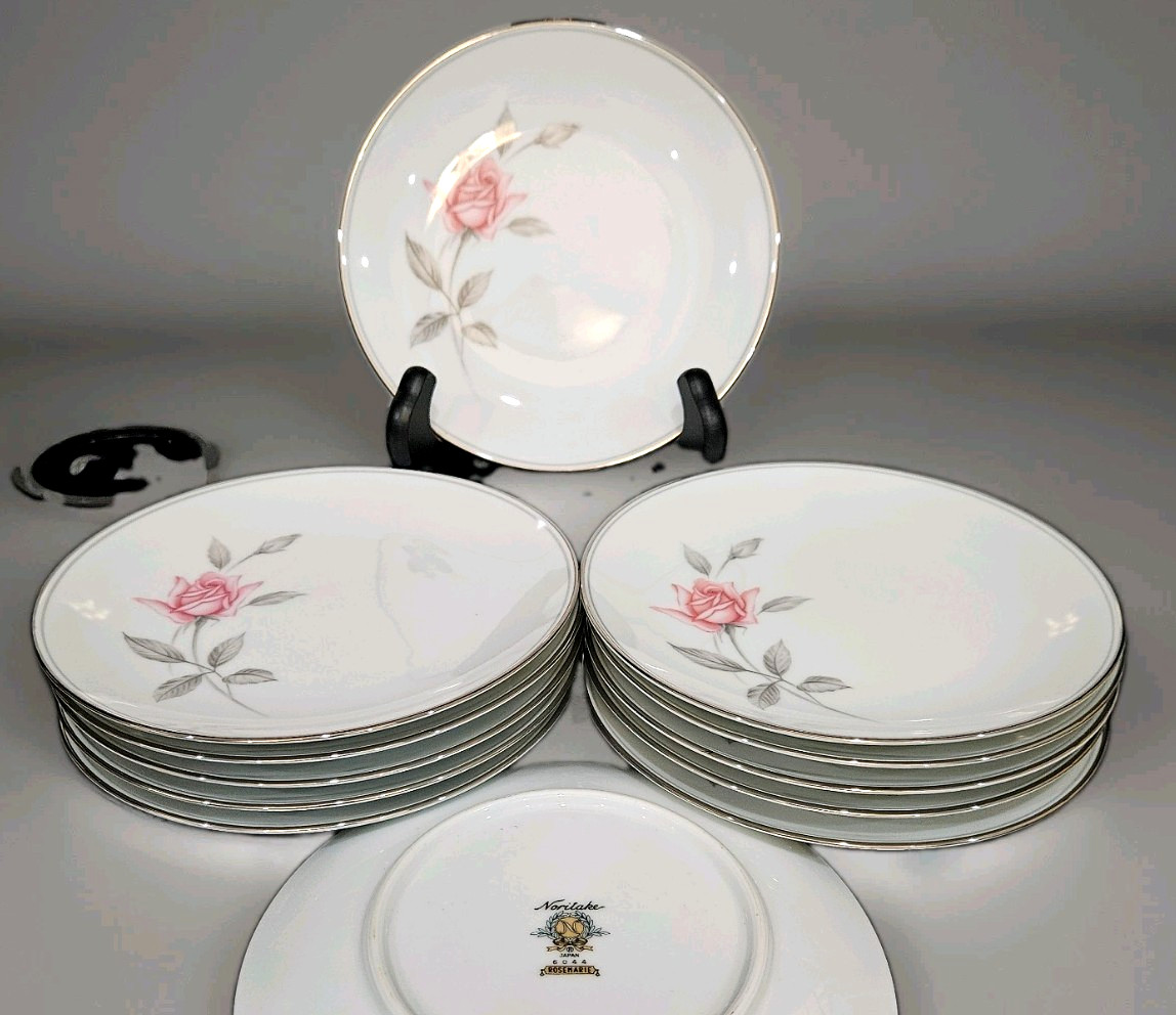 Noritake Rosemarie 12 Bread Plates 6.25” Fine China Japan Set of Twelve EUC