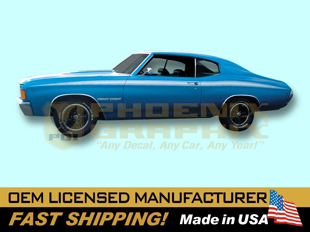 1971 1972 Chevrolet Chevelle Heavy Chevy Decals & Stripes Kit
