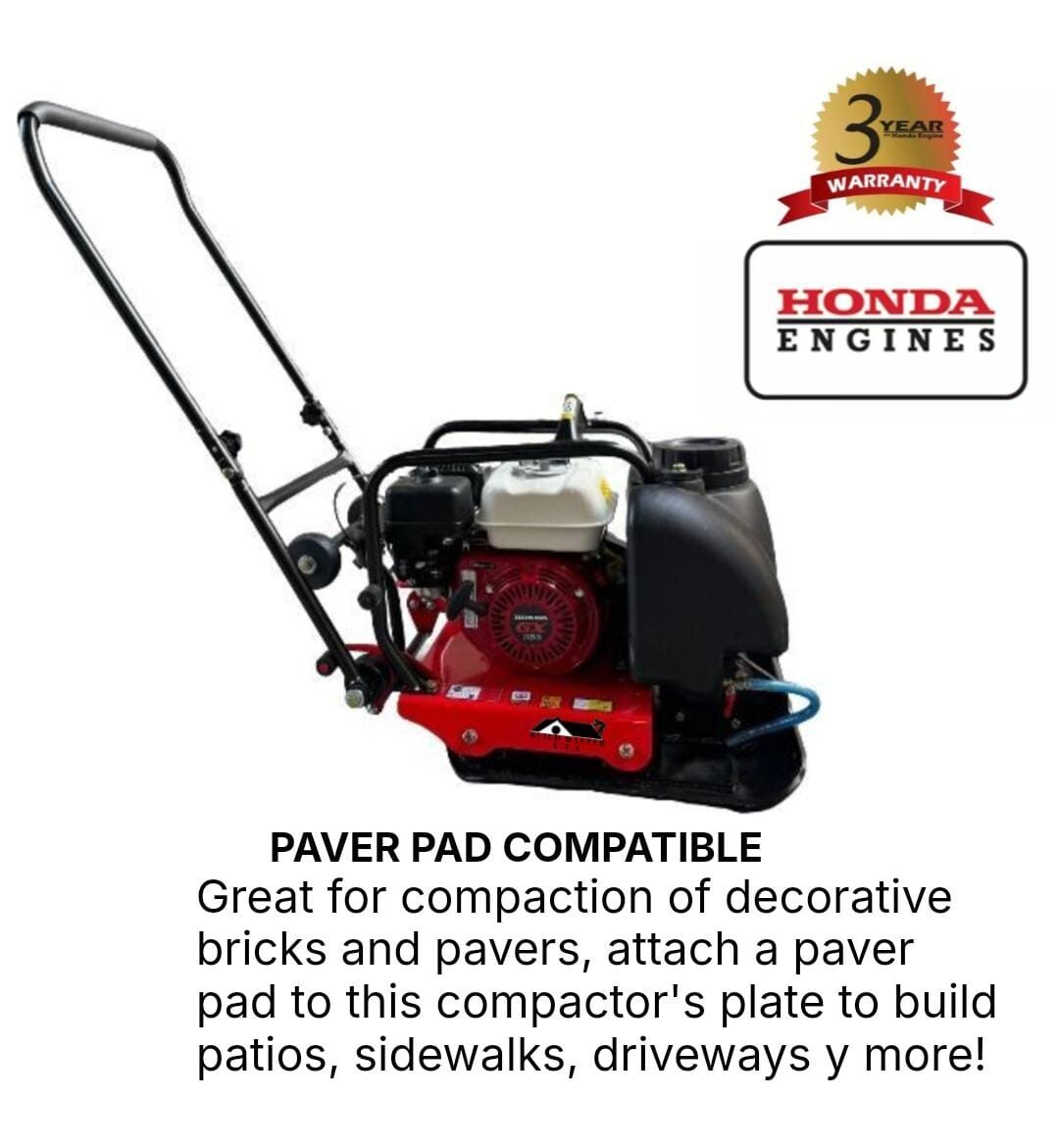Plate Compactor GX160 Honda Engine Tamper Dirt Soil Asphalt with FREE PAVER PAD