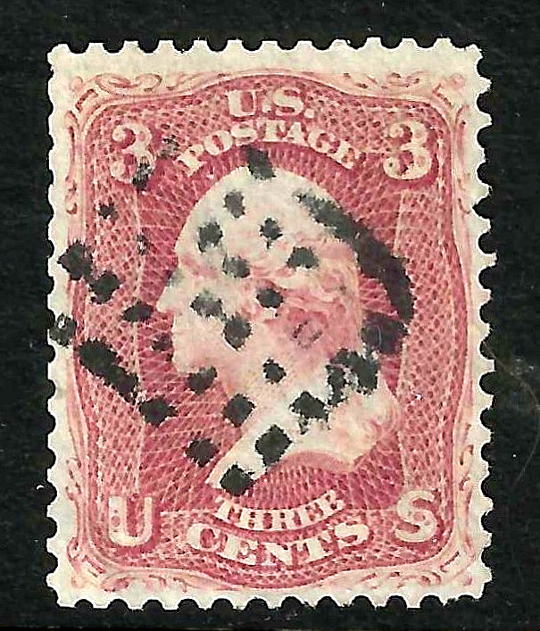 Sc #65 Square Geometric Fancy Cancel 3 Cent Washington 1861 Civil War US 40D72