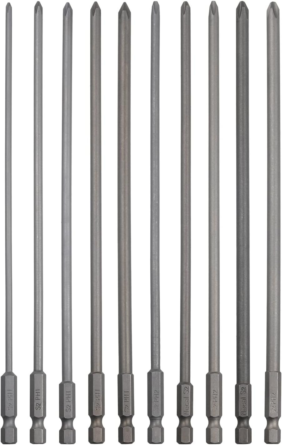10 Pcs Extra Long Phillips Screwdriver Bit Sets, 1/4 Inch Hex Shank
