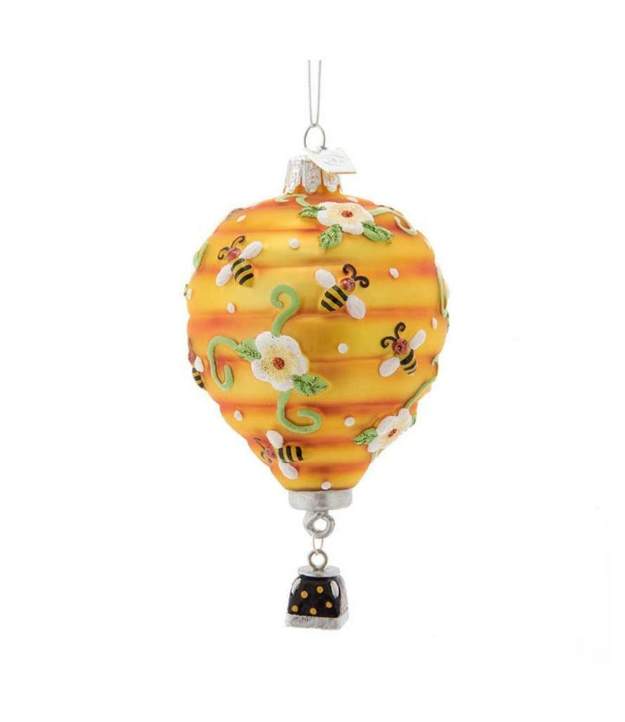 Noble Gems BEEHIVE HOT AIR BALLOON Glass Christmas Ornament, by Kurt Adler