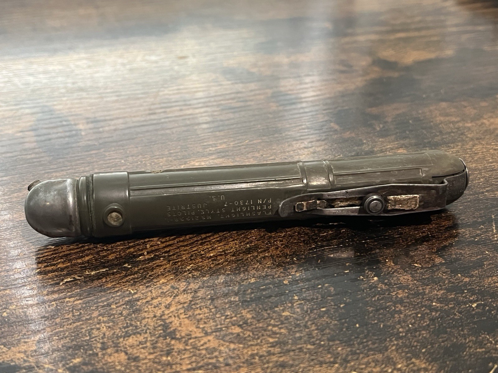 Vtg Justrite U.S. Military Issue Pilots Penlight Flashlight P/N 1730-7 FOR PARTS
