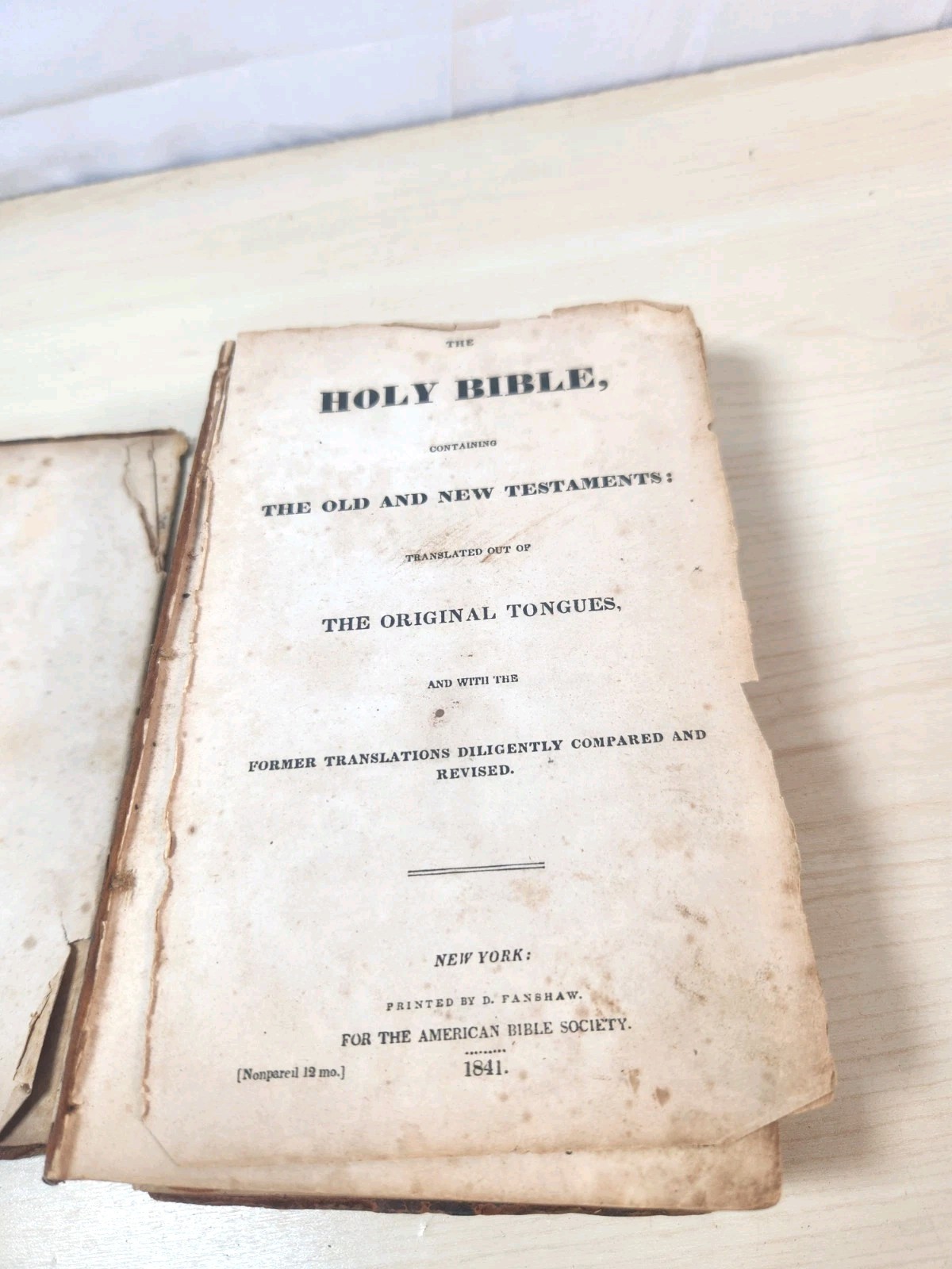American Bible Society Holy Bible 1841 Leather Antiquarian Original New York American Bible Society Holy Bible 1841 Leather Antiquarian Original New York