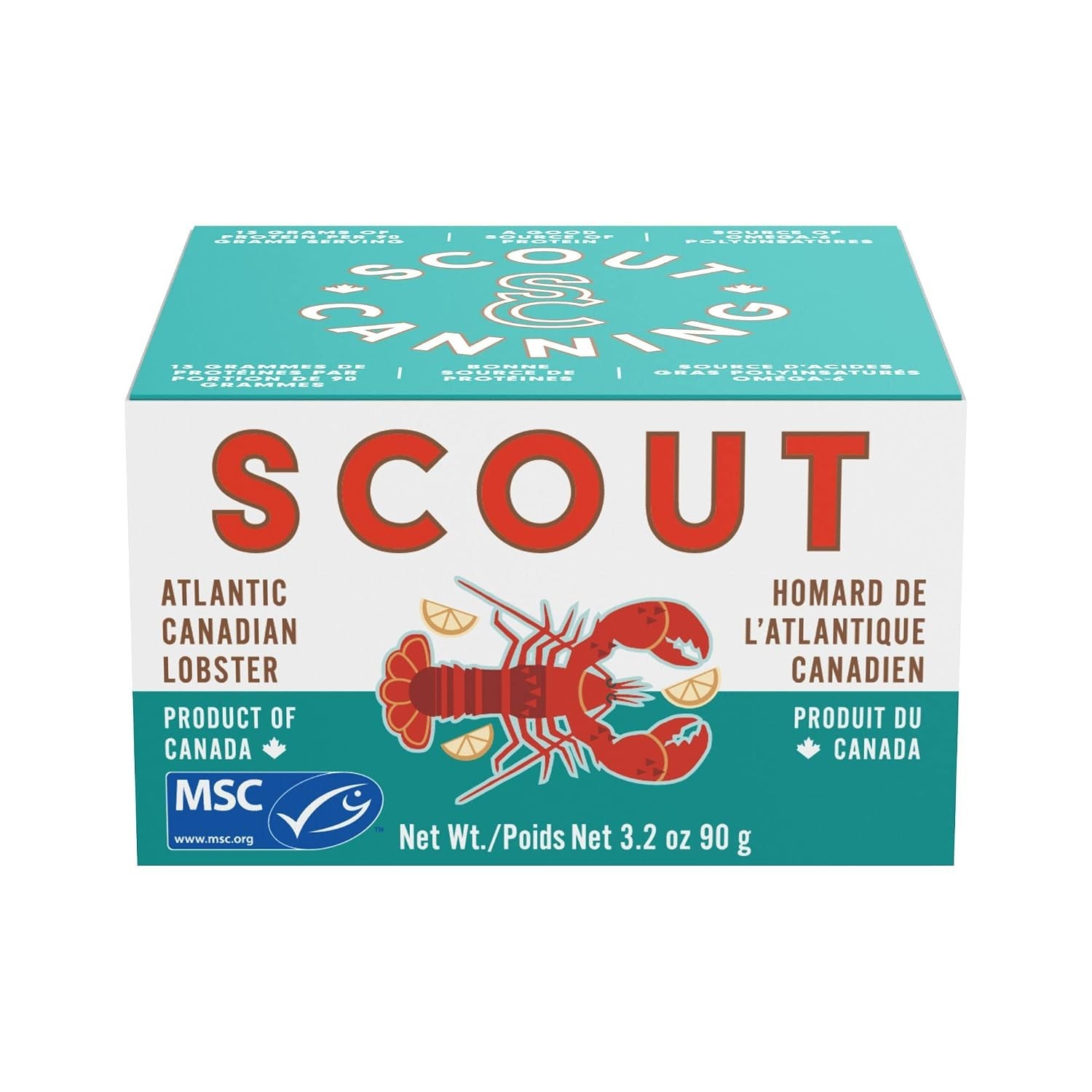 SCOUT Atlantic Canadian Lobster MSC Certified Seafood 90g Tin Pack of 1
