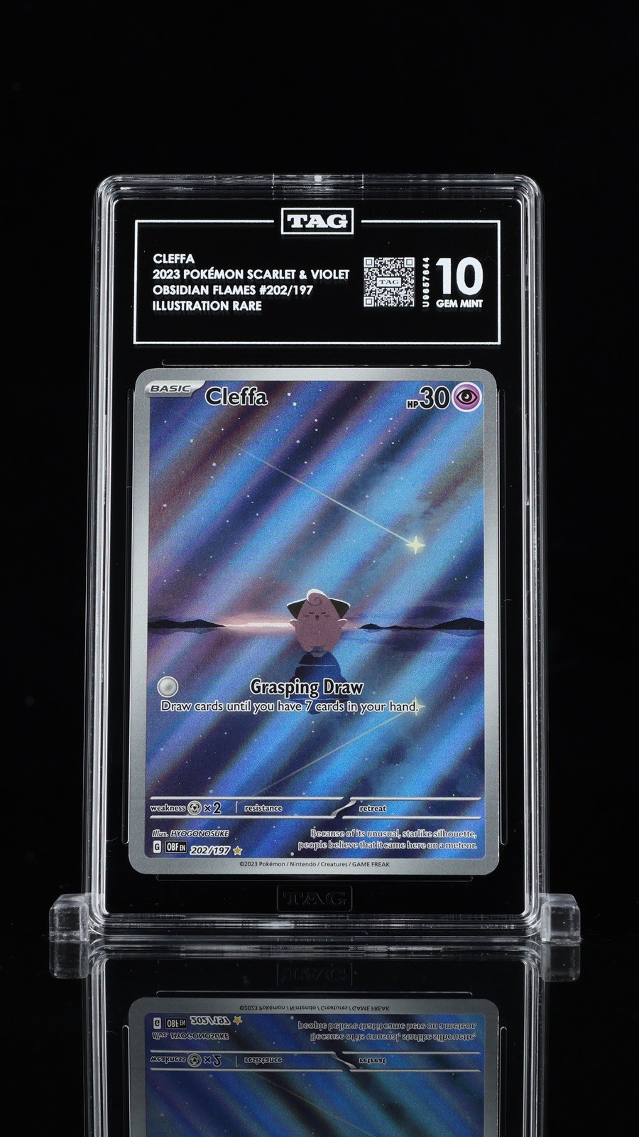 HIGH RANK #4💎💎💎  CLEFFA #202/197 TAG 10 OBSIDIAN FLAMES ILLUSTRATION RARE