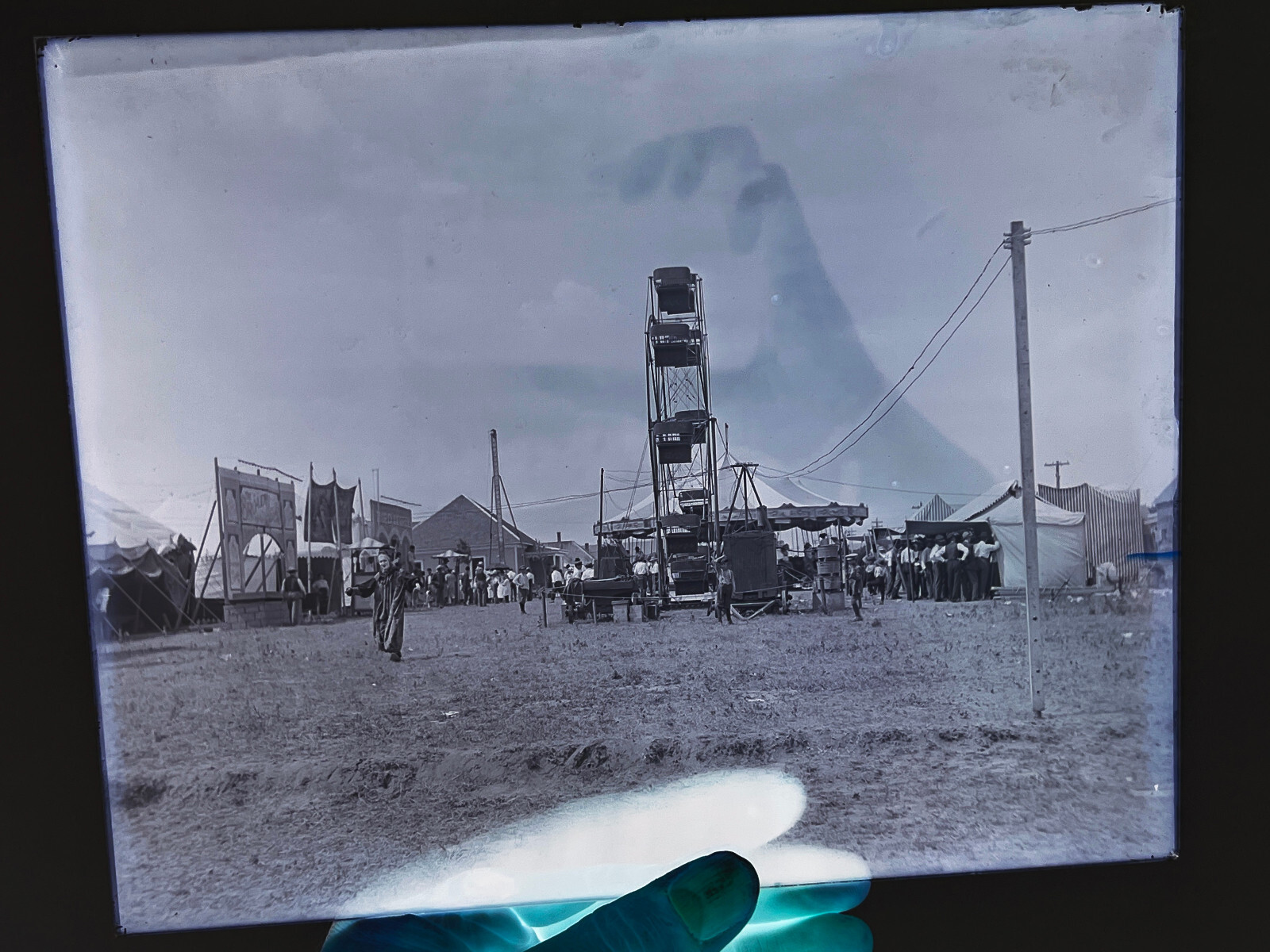 KILLER Antique Rural Kansas KS Circus Carnival Glass Photo Negative 8x10 #2