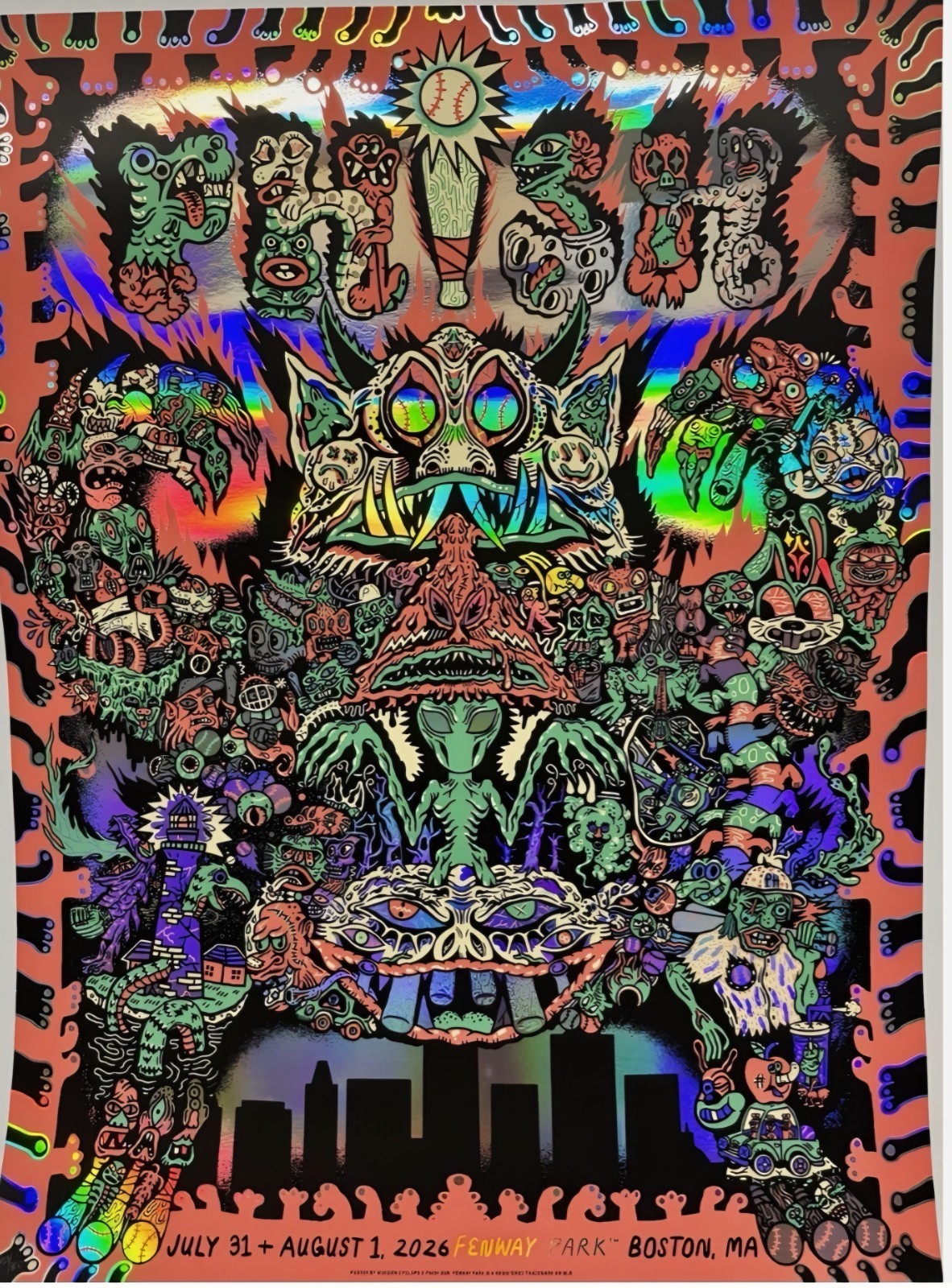 Phish Poster Foil Fenway Park Boston Wooden Cyclops 7/31/2026 & 8/1/2026