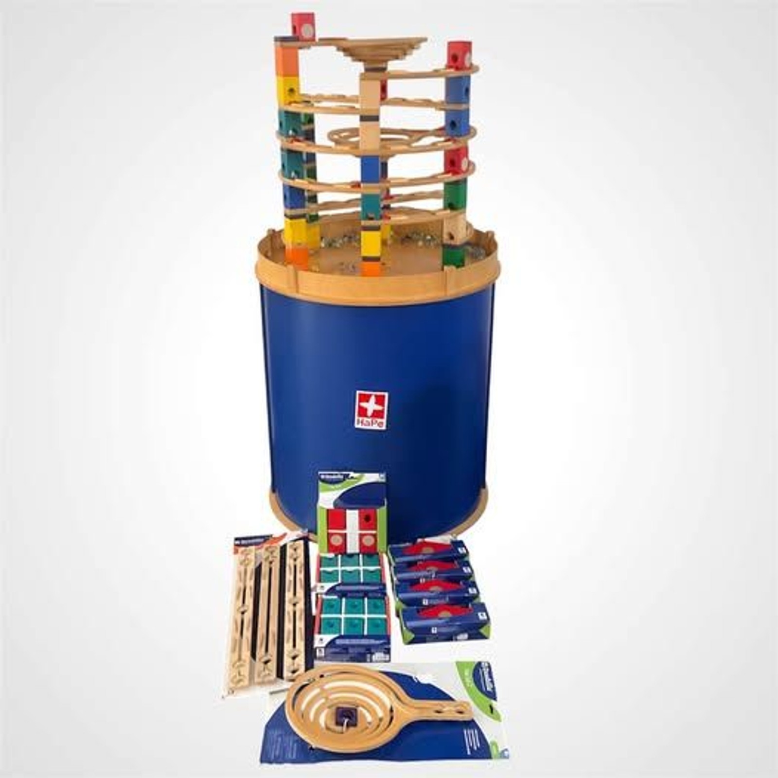 RARE Hape Quadrilla Wooden Marble Run Demo Display w/ Storage and Expansion Sets