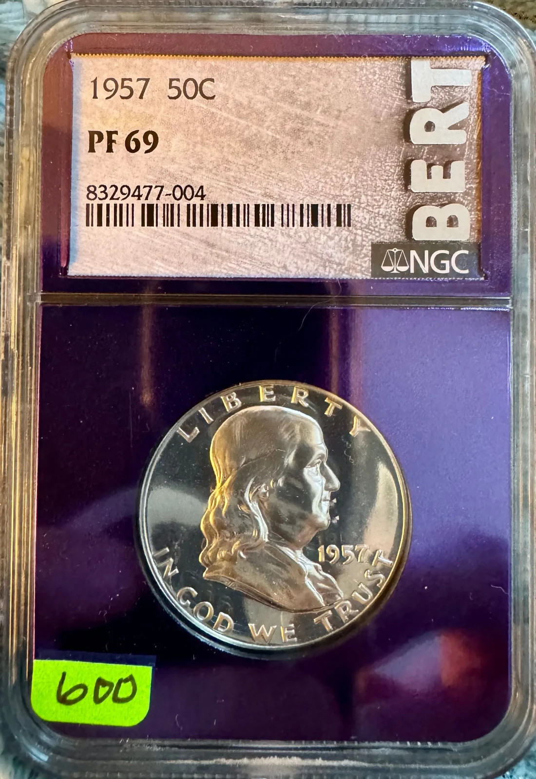 1957 franklin half dollar proof 69