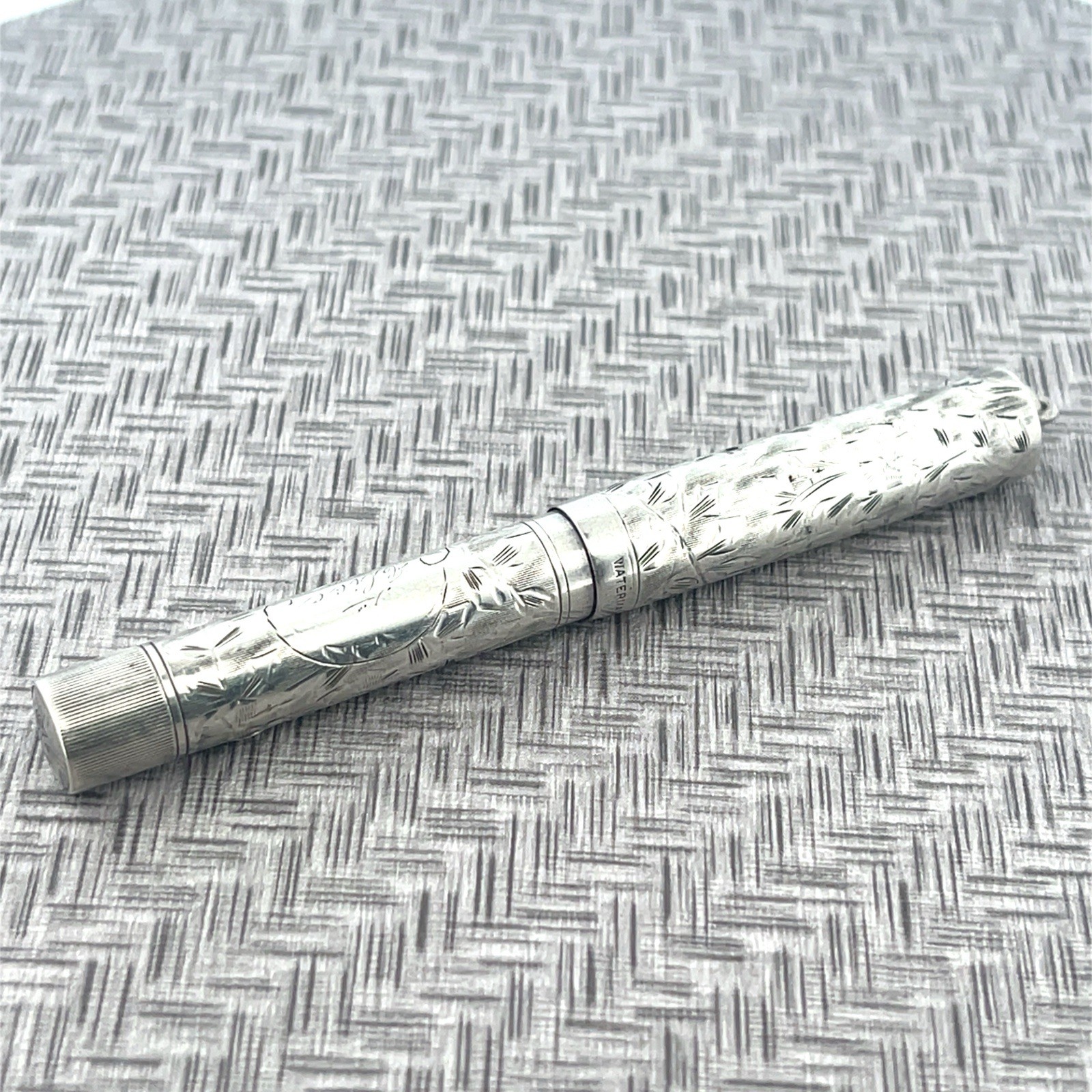 Vintage WATERMAN 452 1/2V Fountain Pen Sterling Silver With New Ink Sac