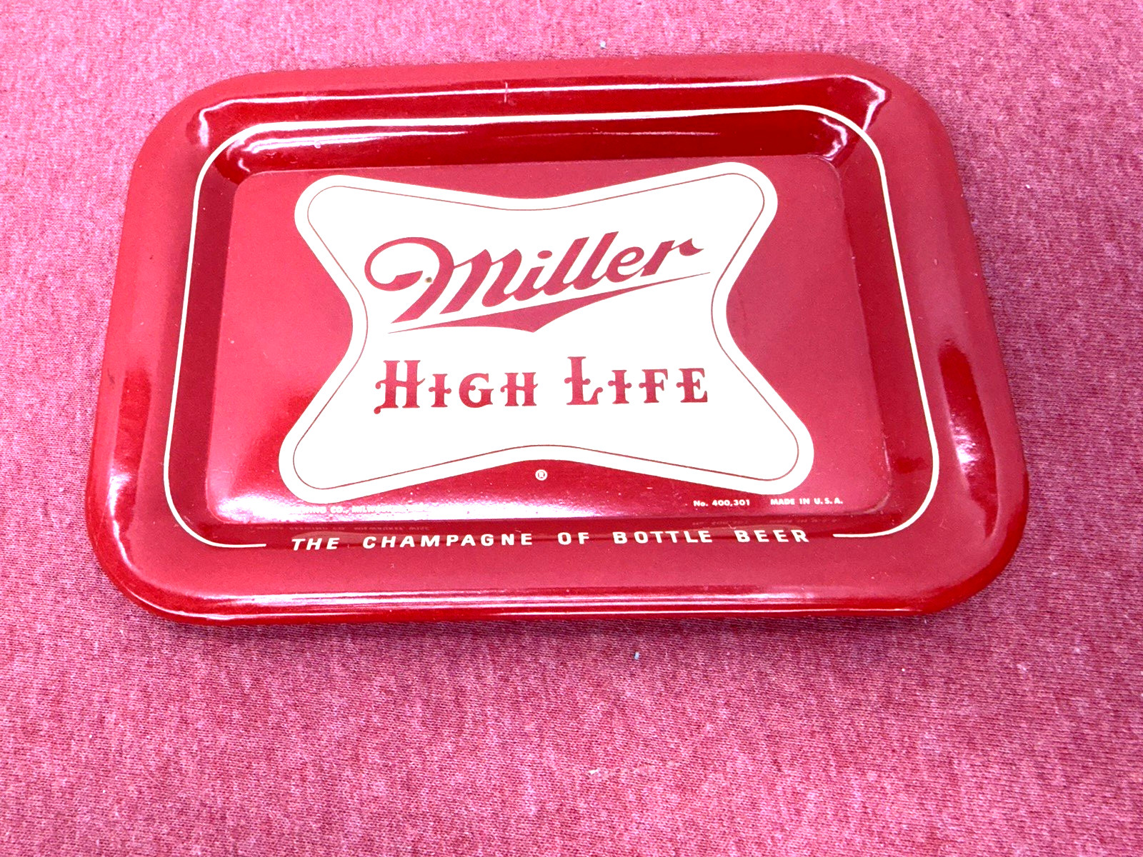 Vintage Miller High Life Beer Tray Red Metal No 400301 6.5x4.5