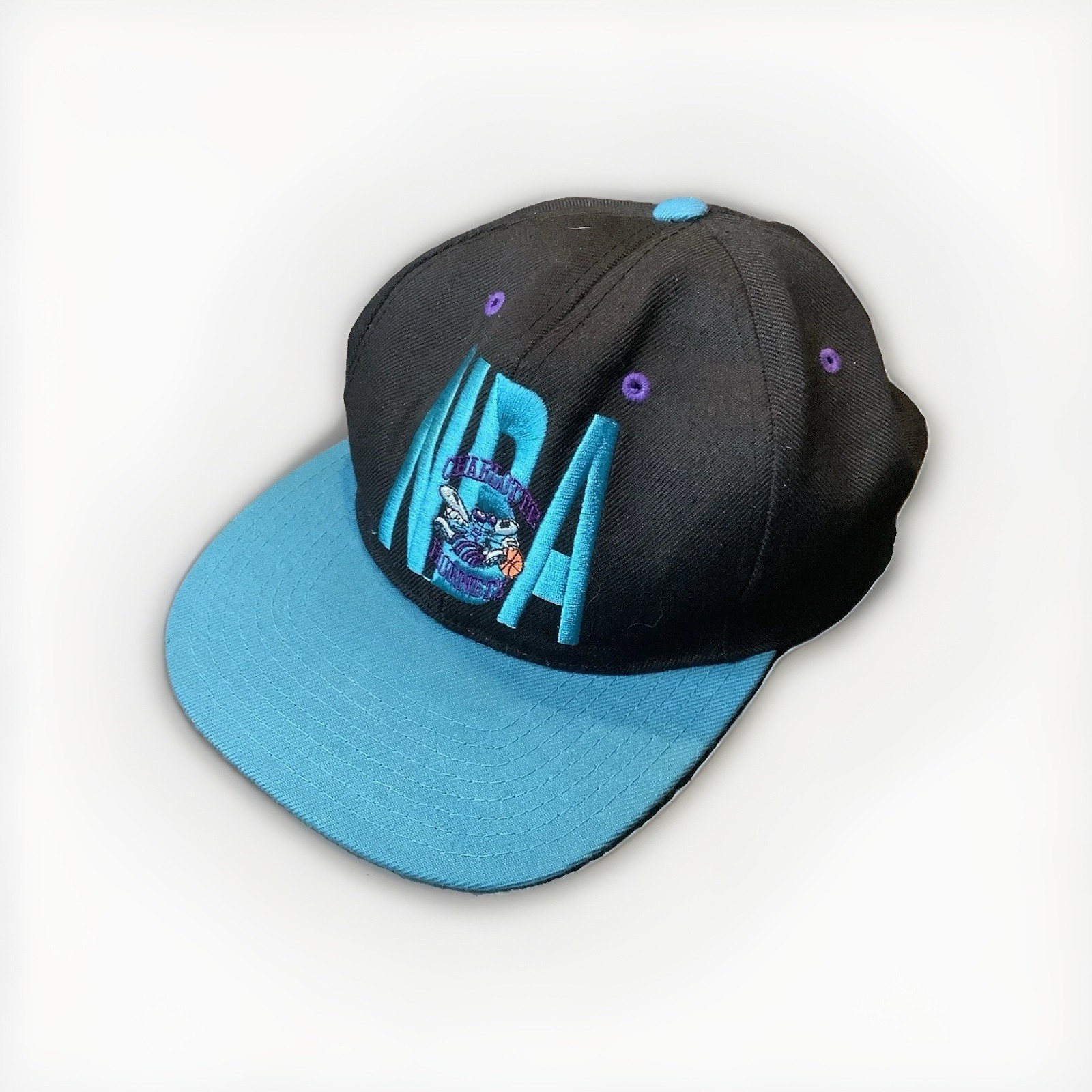 VTG Pro Player Charlotte Hornets NBA Snapback Hat Teal Black Logo Cap 90s Retro VTG Pro Player Charlotte Hornets NBA Snapback Hat Teal Black Logo Cap 90s Retro