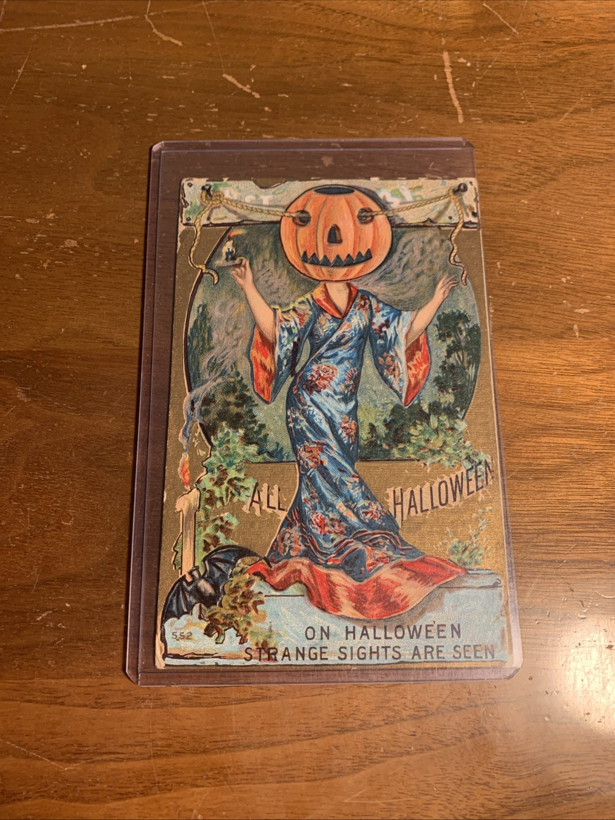 Antique Halloween Pumpkin Head Oriental Kimono Postcard Embossed c1910 Antique Halloween Pumpkin Head Oriental Kimono Postcard Embossed c1910