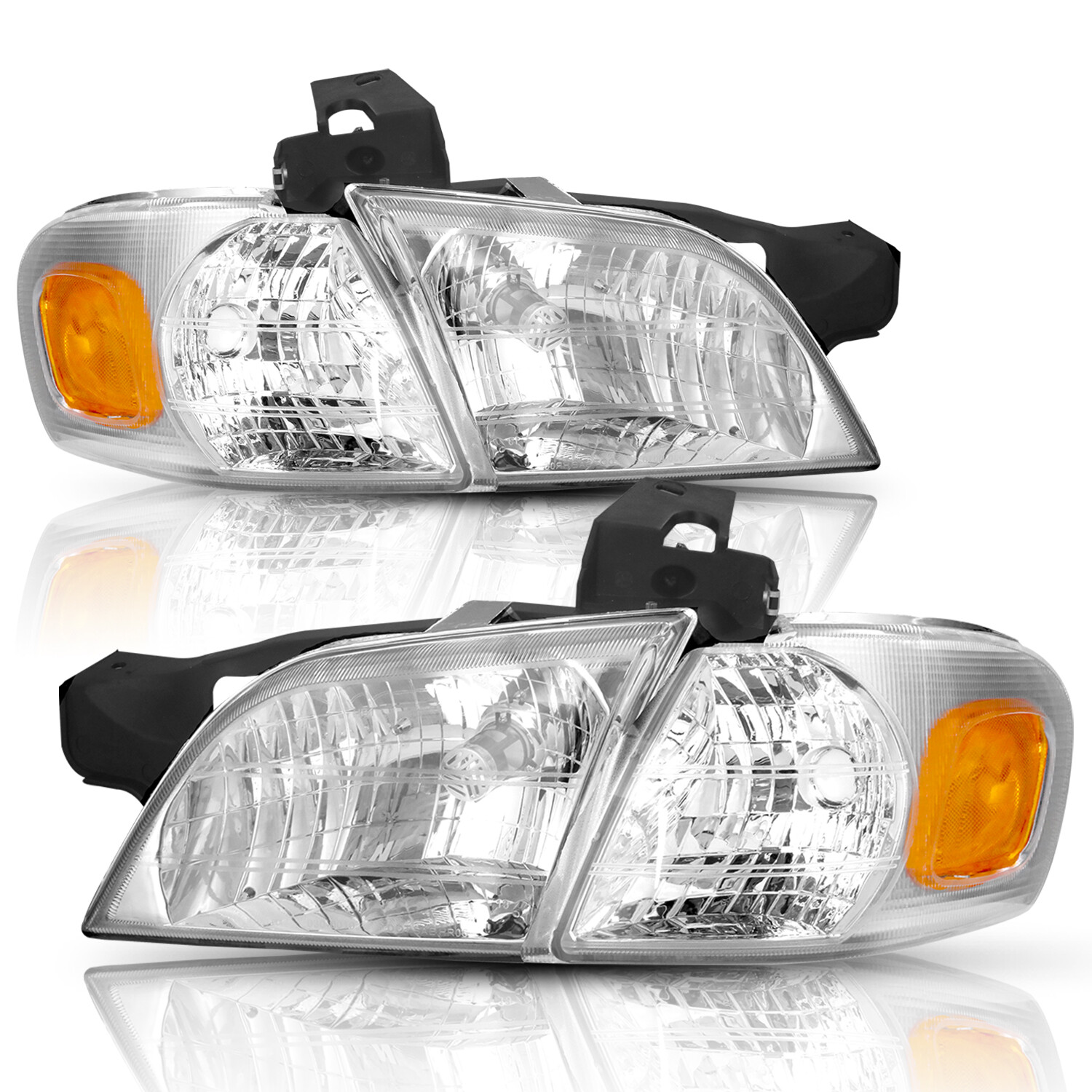 For 1997-2005 Pontiac Montana Chevy Venture Silhouette Amber Headlights Headlamp