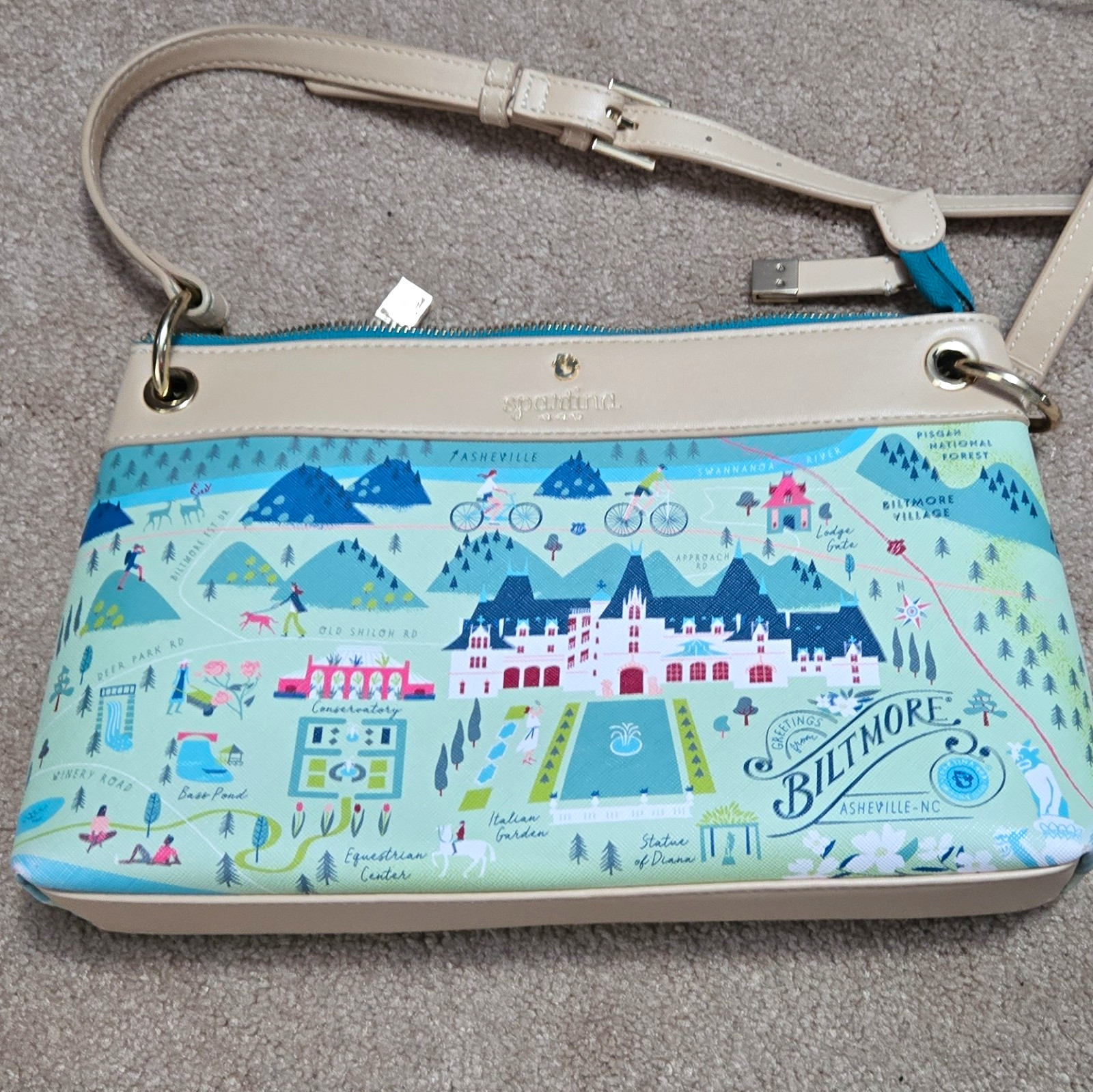 Spartina 449 Biltmore Map Pattern Crossbody Bag Zip, Detachable Strap Spartina 449 Biltmore Map Pattern Crossbody Bag Zip, Detachable Strap