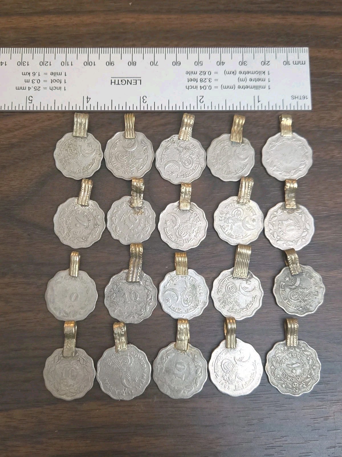 20 Vintage Kuchi Tribal Coins with Loops Original Condition 3/4\