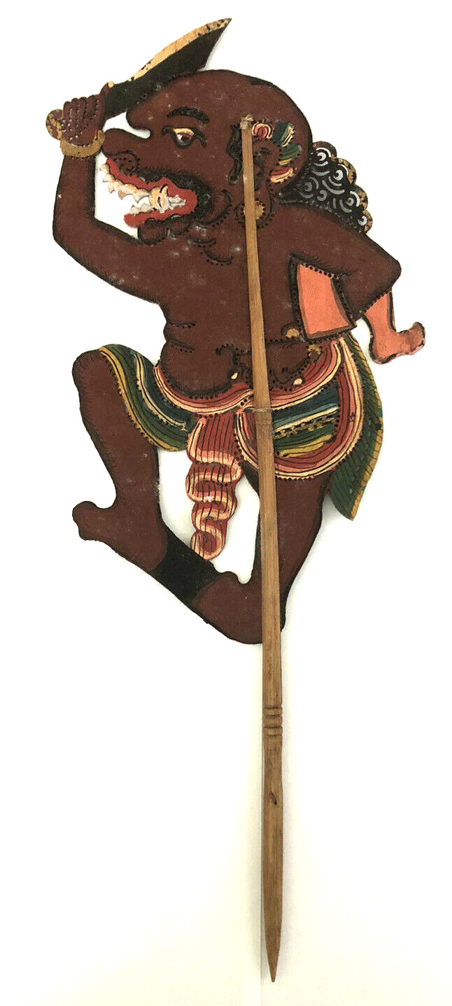 WOW EXTREMELY RARE SAVAGE WARRIOR WAYANG KULIT INDONESIAN SHADOW LEATHER PUPPET