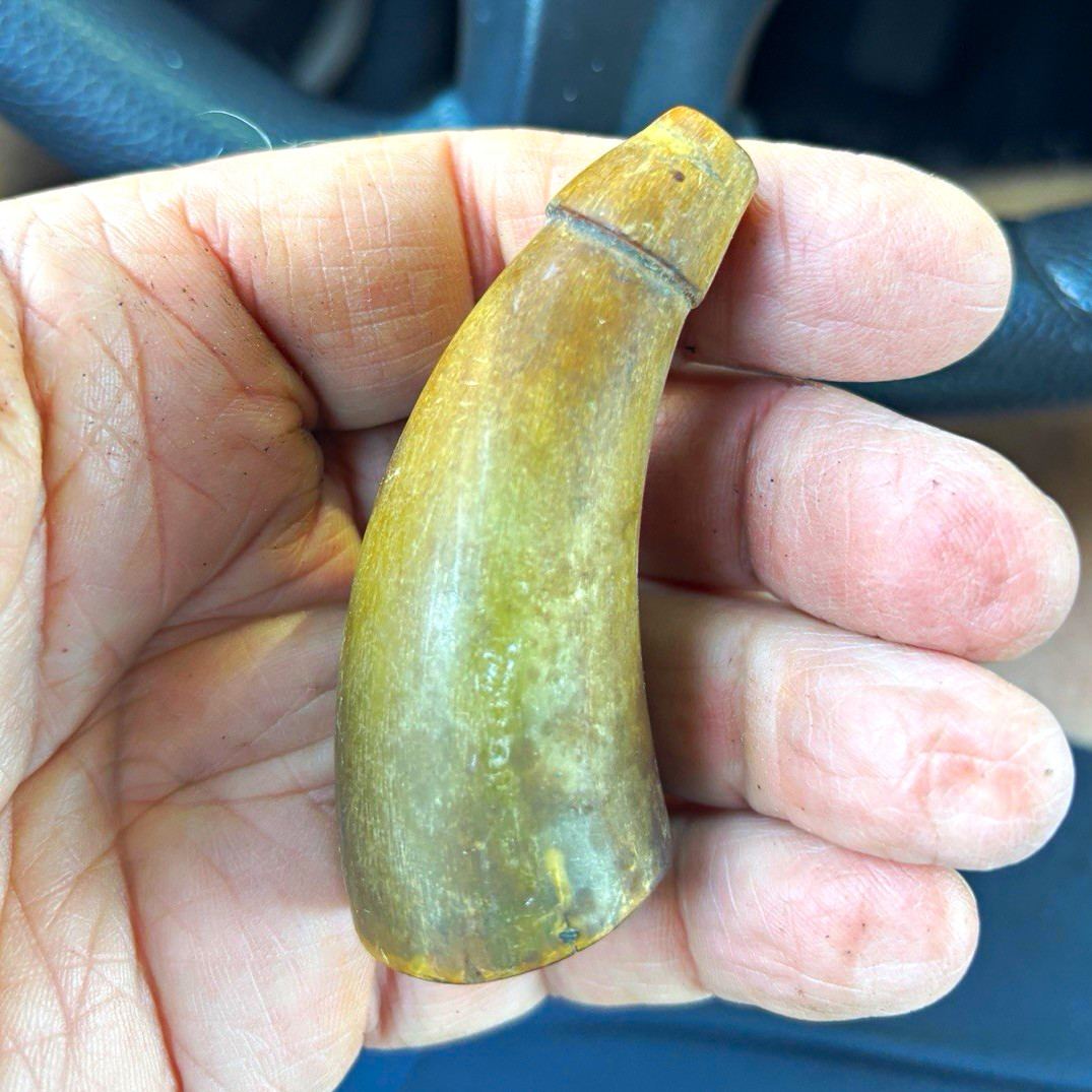 Small Flintlock  fine Powder Priming Horn, c. 1770-1840 18th century 200+ Yr Old