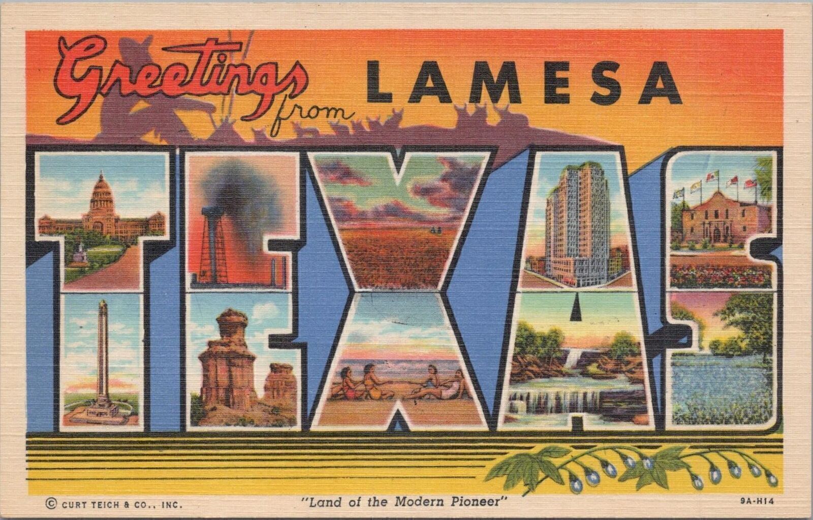 Postcard Large Letters Greetings La Mesa Texas Curt Teich Postcard Large Letters Greetings La Mesa Texas Curt Teich