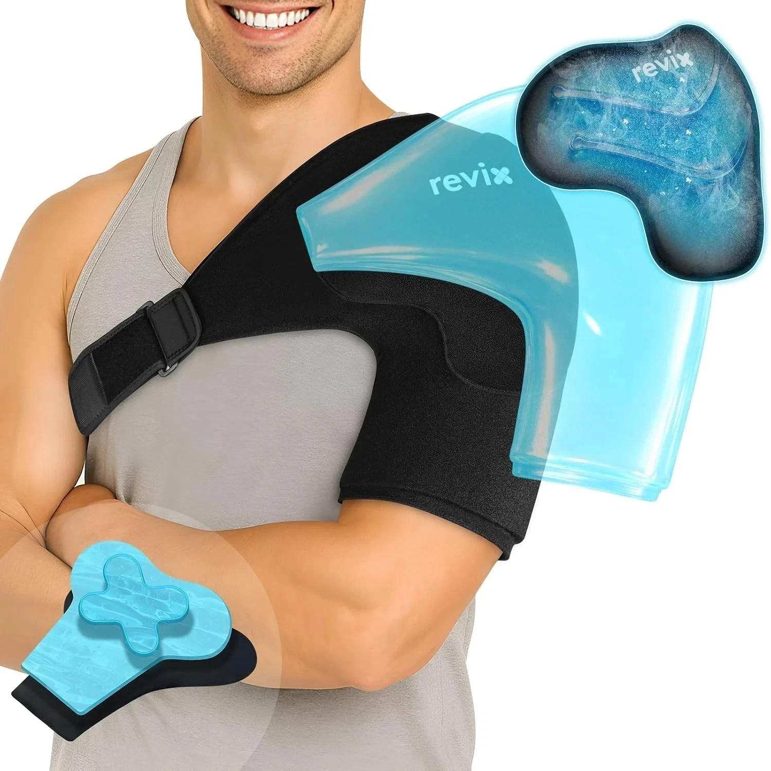 REVIX XL Triple-Layer Shoulder Ice Pack for Rotator Cuff, 30-Min Cooling | Remov