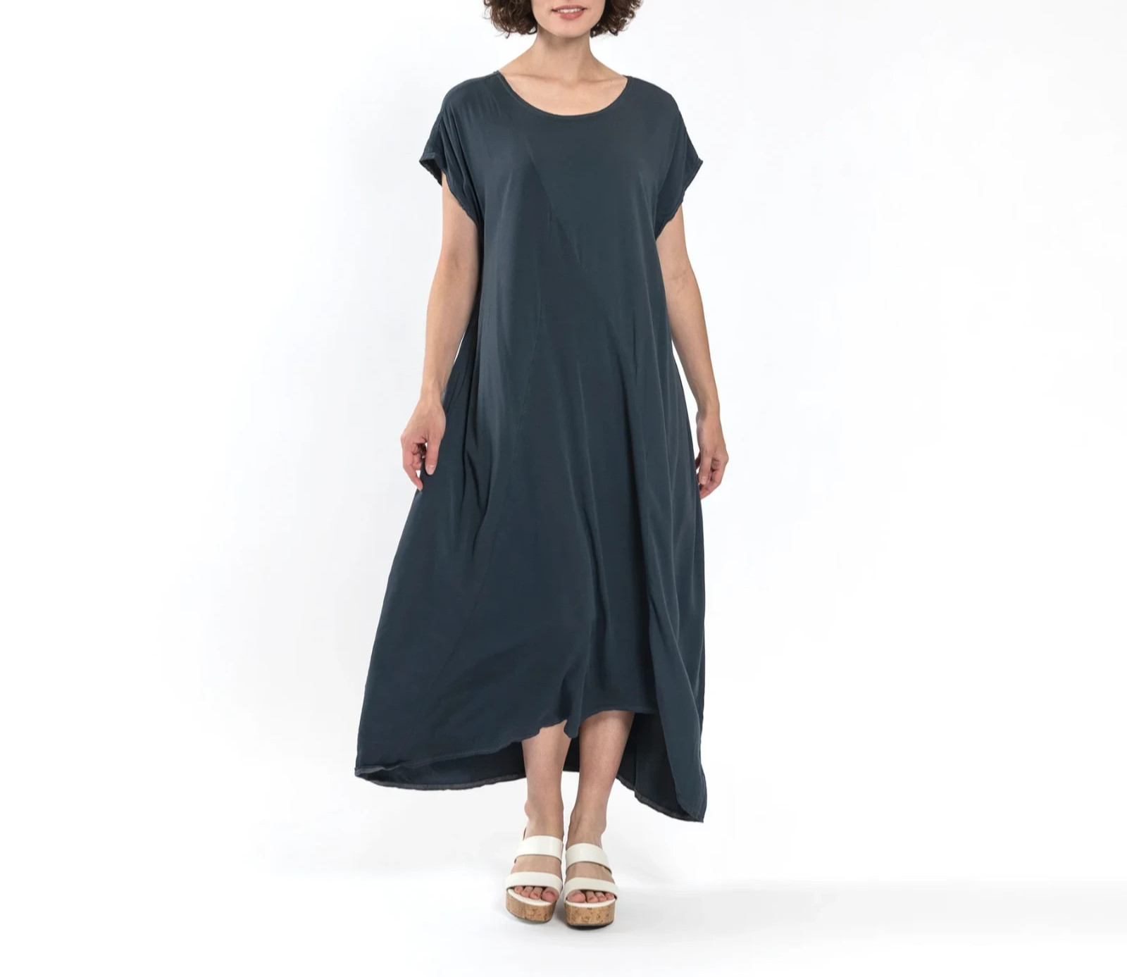 CYNTHIA ASHBY NWT $199 Fontana Lagenlook Hi Lo Dress in Ancho Admiral Size XL