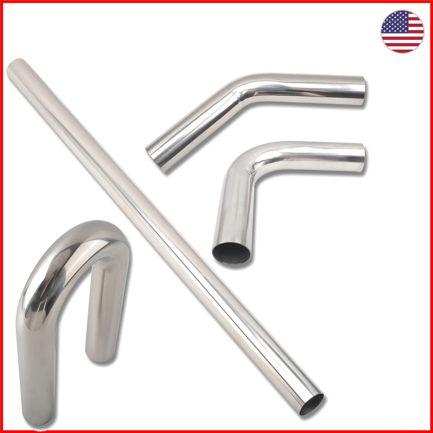 Universal 3.5 Inch Mandrel Exhaust Pipe Kit - 40 Inch T304 Stainless Steel Pipes