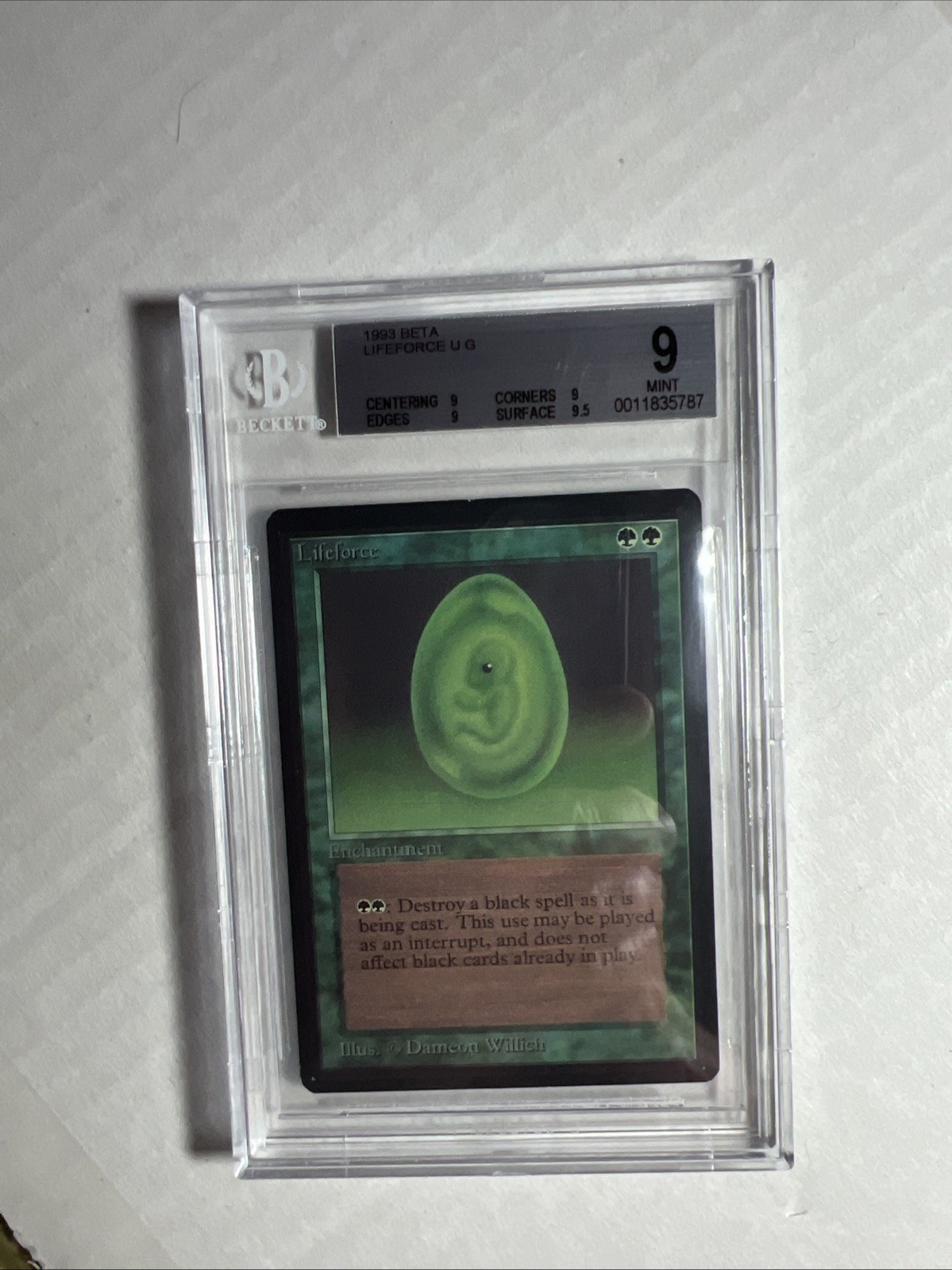 MTG BETA Lifeforce U G BGS 9 Quad+ MINT (with Gem Mint surface) 1993