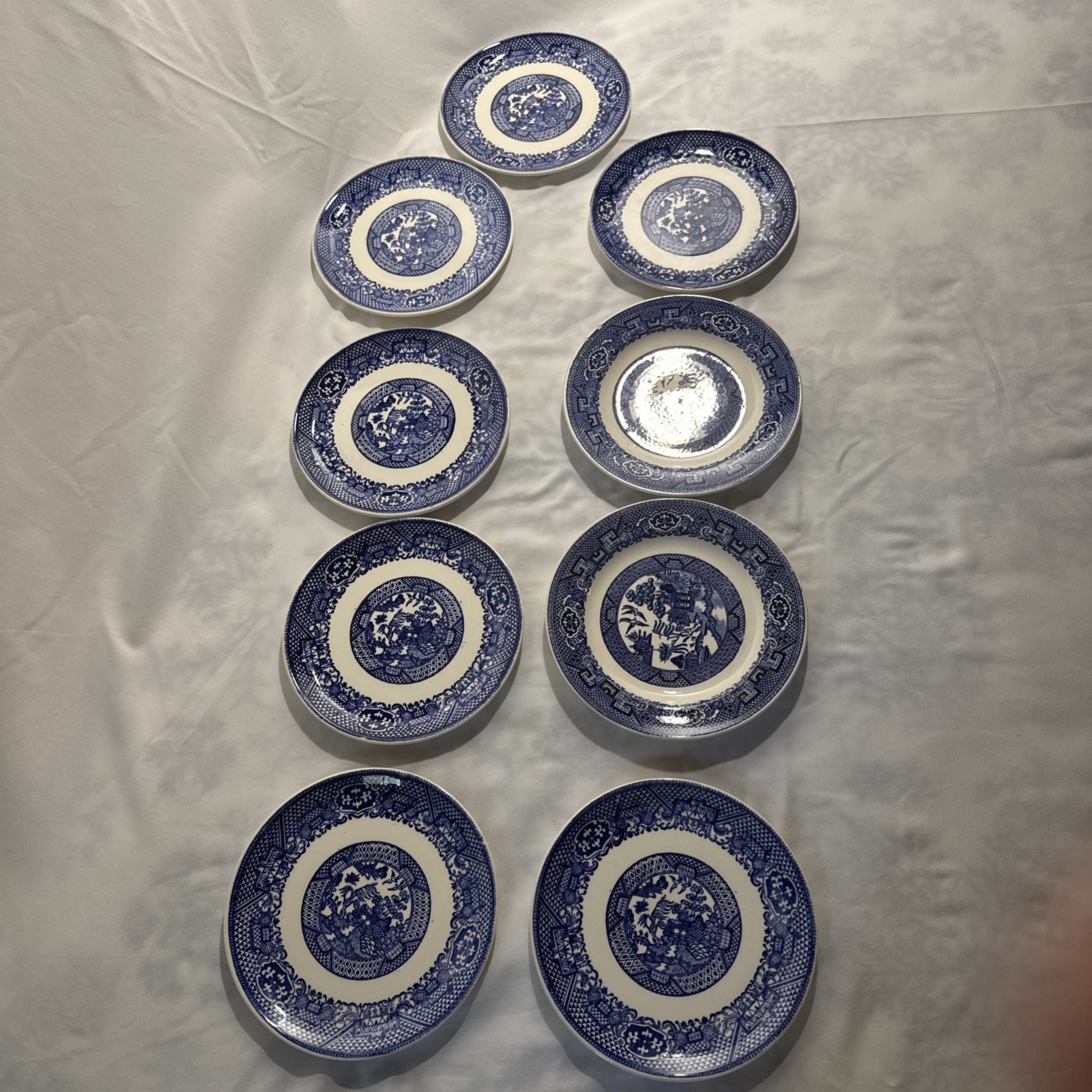 Vintage Lot 9 Blue Willow  Pattern Plates Everyday Use  Stamp 6” Several Stamp