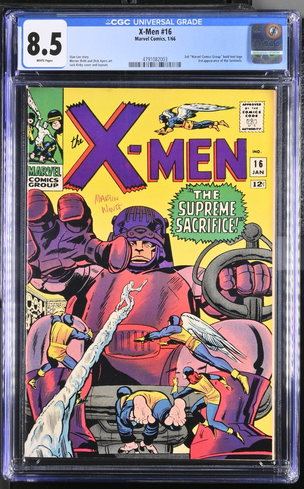 X-MEN #16 CGC 8.5 WP V1 1966 2ND MASTERMOLD & 1ST COVER 3RD SENTINELS 1 OWNER