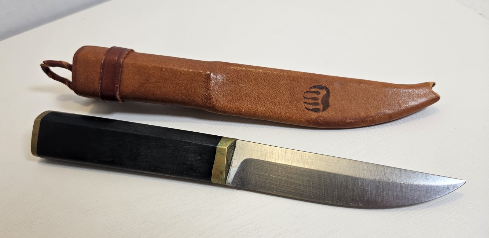 Vintage Tapio Wirkkala Puukko Knife W/ Leather Sheath Hackman Finland Stainless 