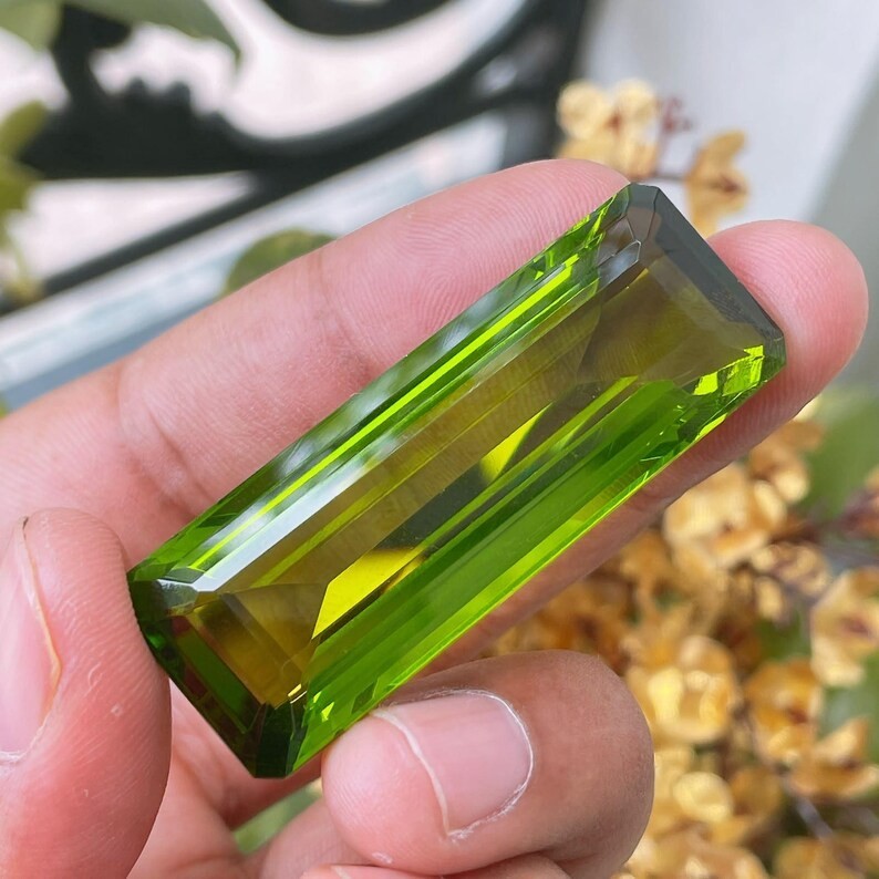 100 Ct Natural Green Topaz Certified Emerald Cut Brazilian Loose Gemstone